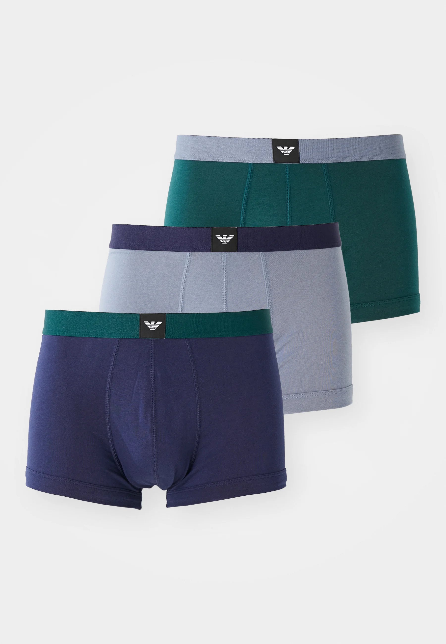 Emporio Armani Premium Cotton Stretch Trunks 3 Pack – Stone, Pine, Peacoat