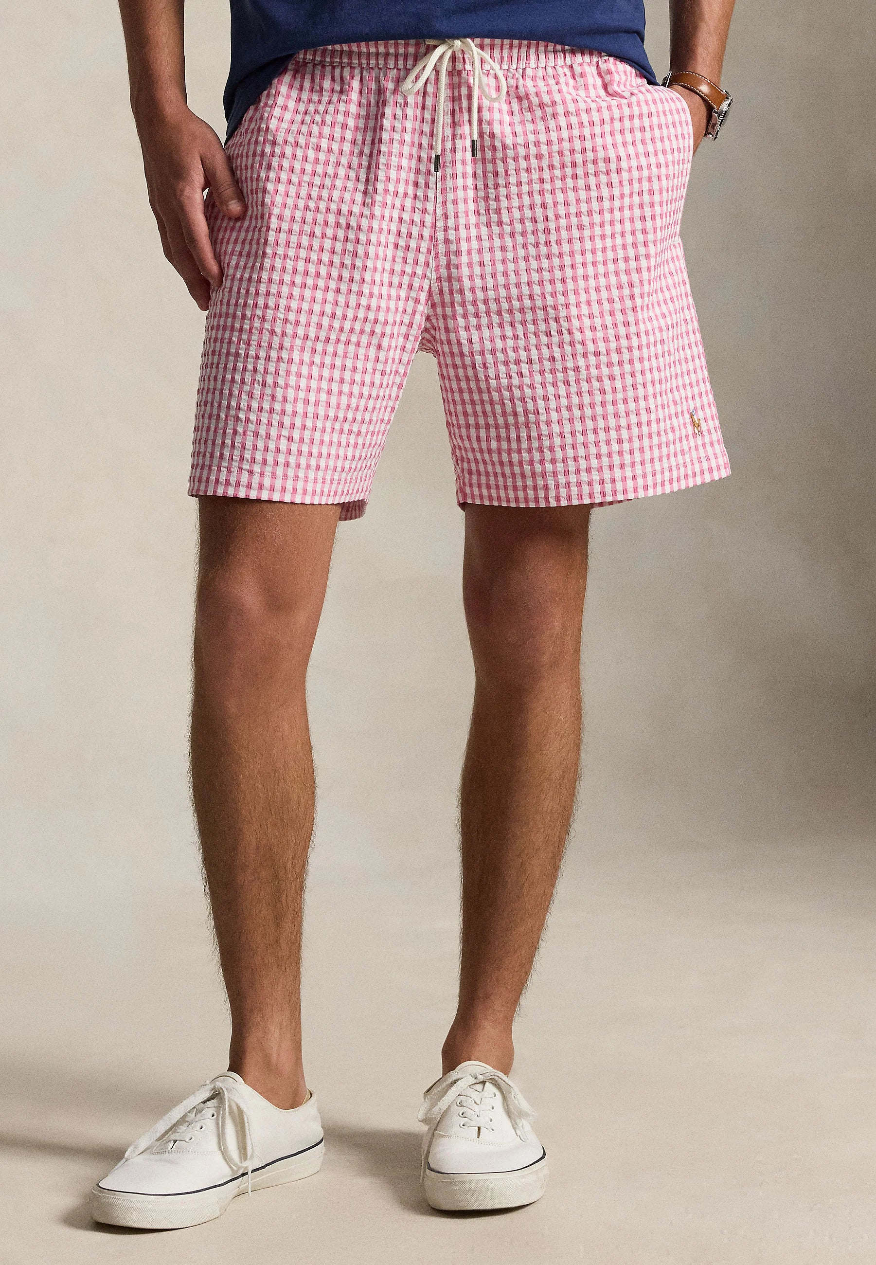 Short de bain Polo Ralph Lauren Resort Rose Gingham Traveler – Rose, Blanc
