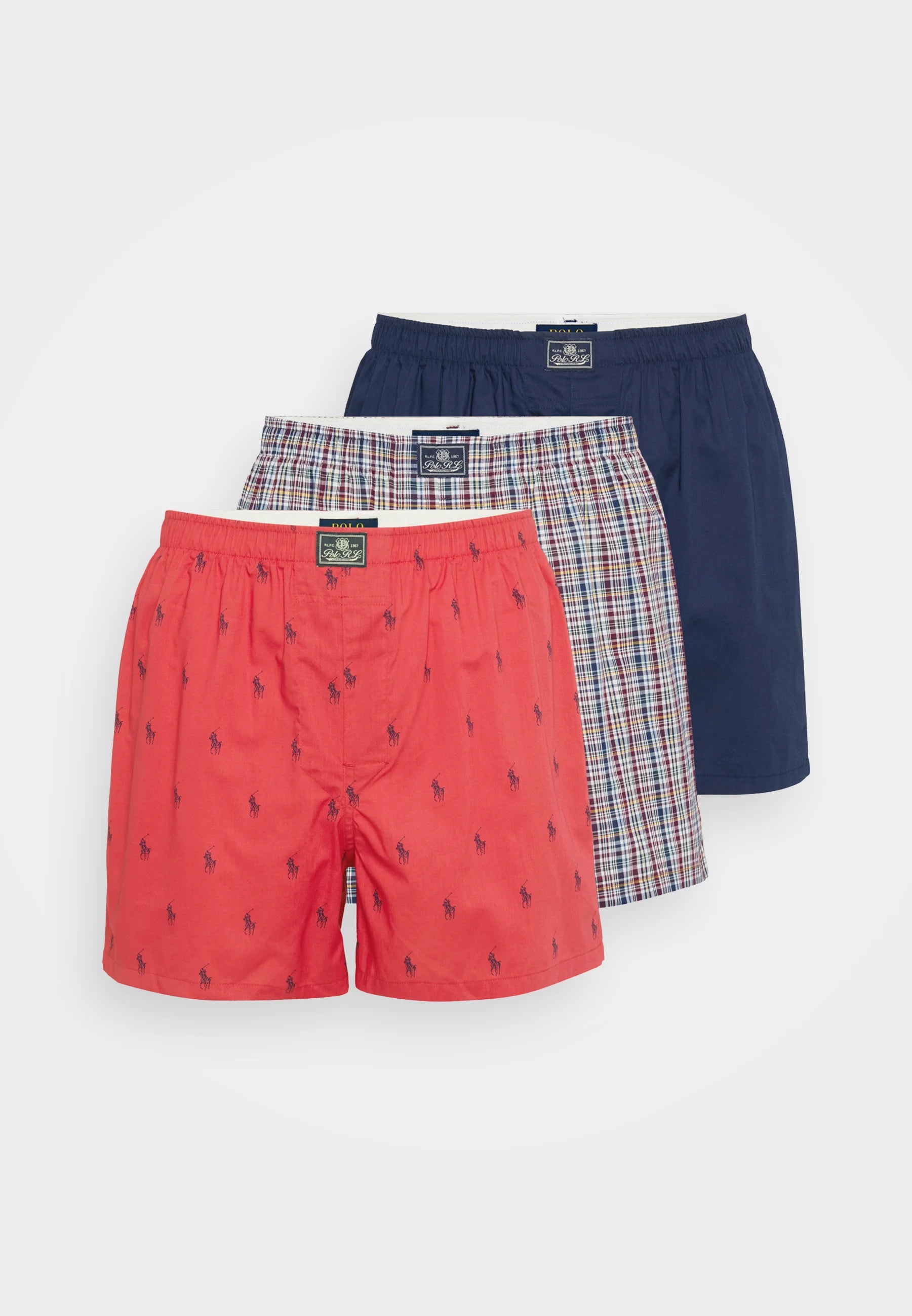 Boxer ouvert en coton Polo Ralph Lauren – Lot de 3 – Rouge, Bleu marine, Vin