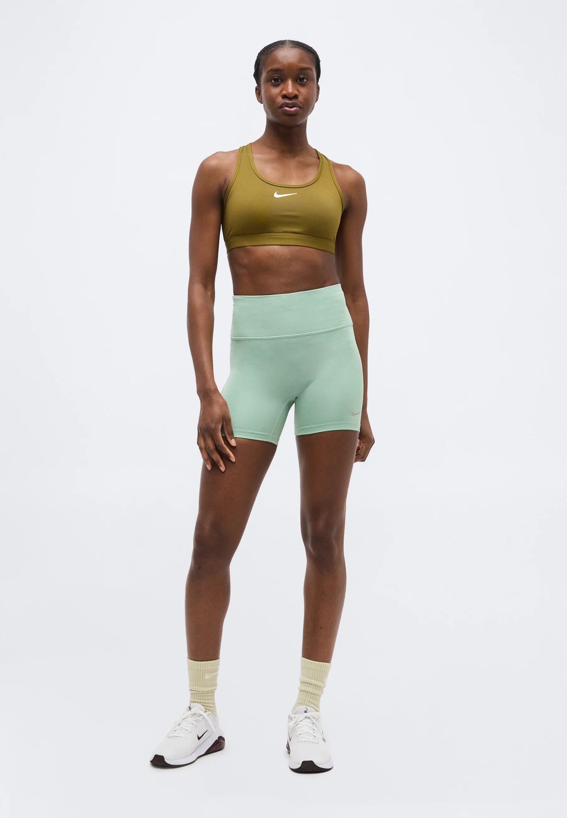 Nike Medium Support Sports Bra – Olive Flak, White