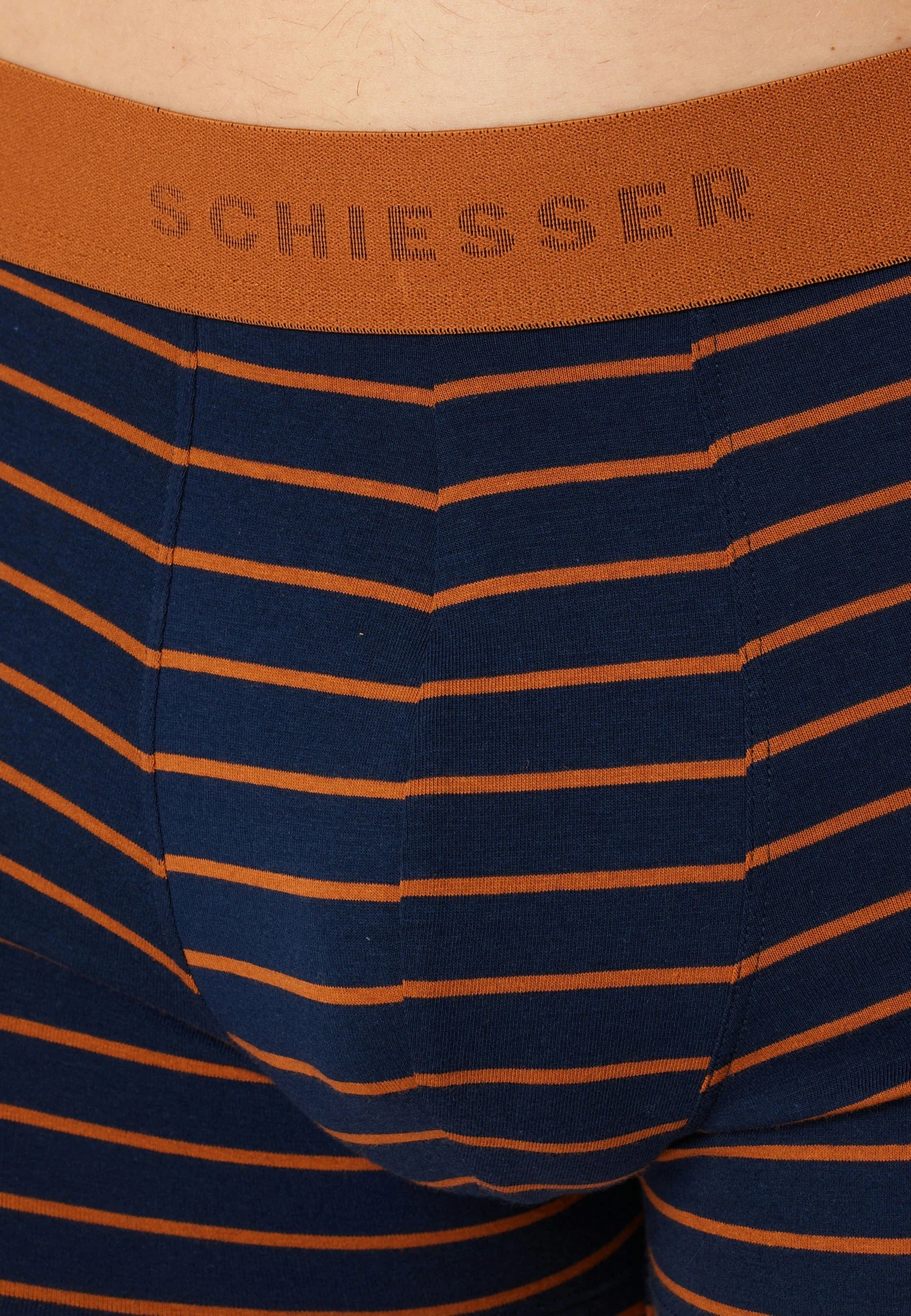 Schiesser 95 5 6er-Pack Unterhosen – Dunkelblau, Blau, Orange gestreift