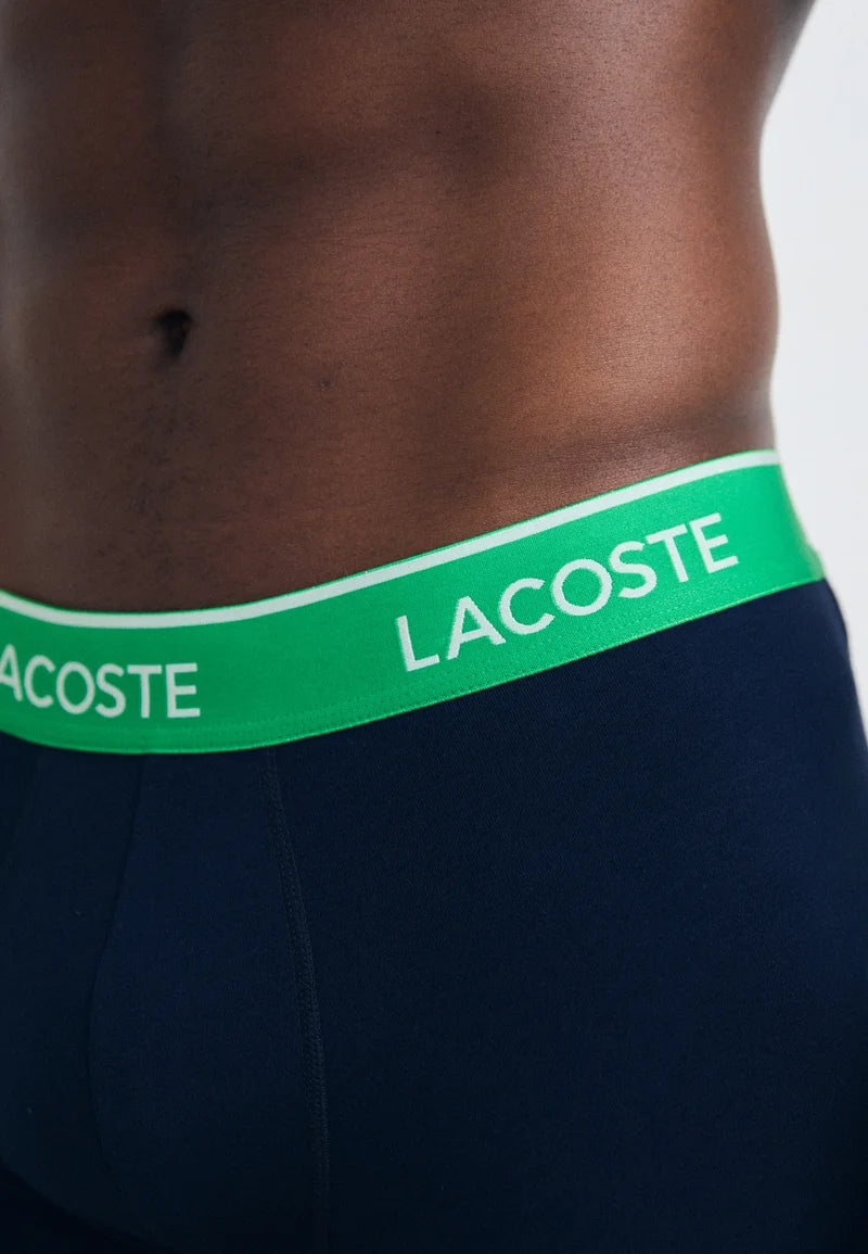 Lacoste Court Classic Stretch-Unterhosen im 3er-Pack – Marineblau, Calathea-Gelb