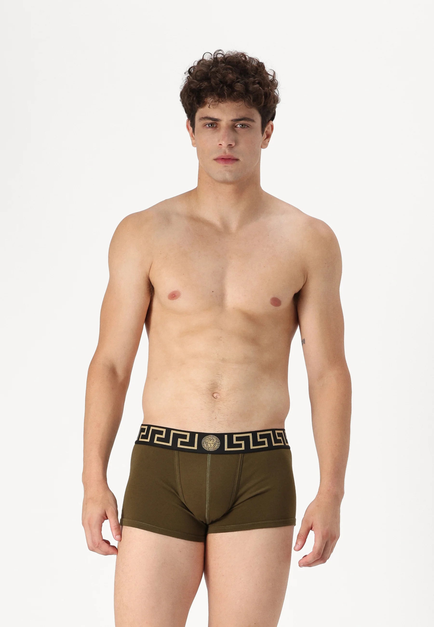 Bavlněné Stretch Versace Low Rise Trunks – tmavě zelené