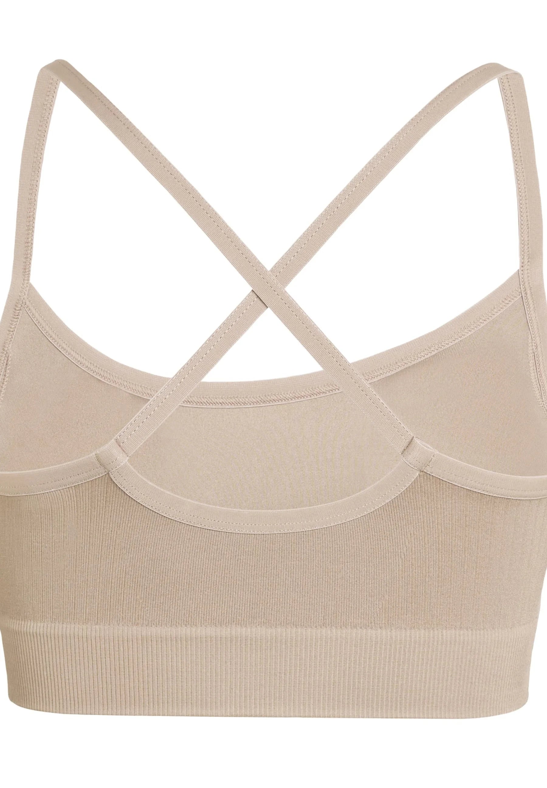 Biustonosz sportowy adidas Performance Workout Essentials Knit Padded Light Support – kredowy brąz