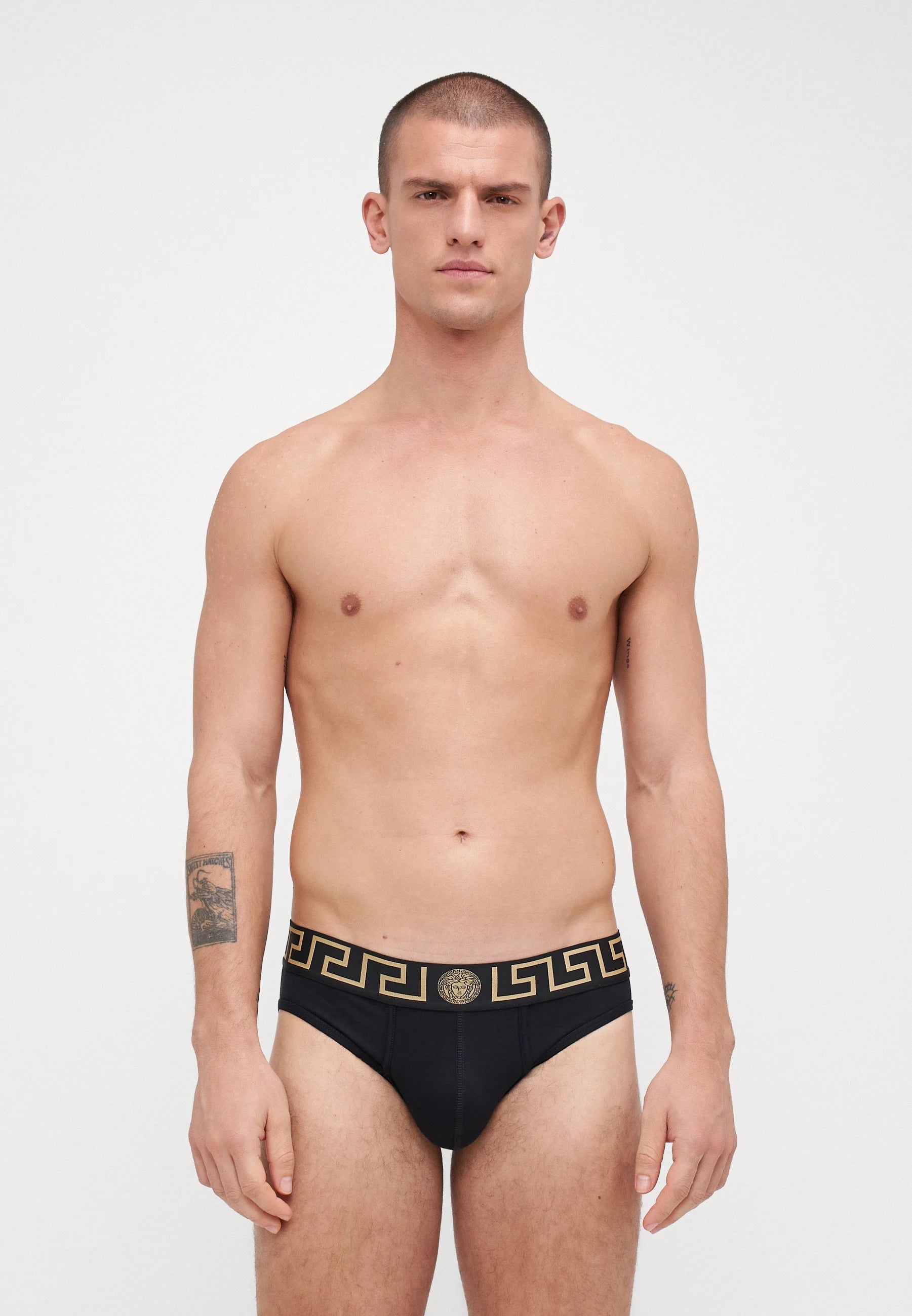 Versace Cotton Stretch Briefs – Low Rise – 3 Pack – Black, Dark Blue, White