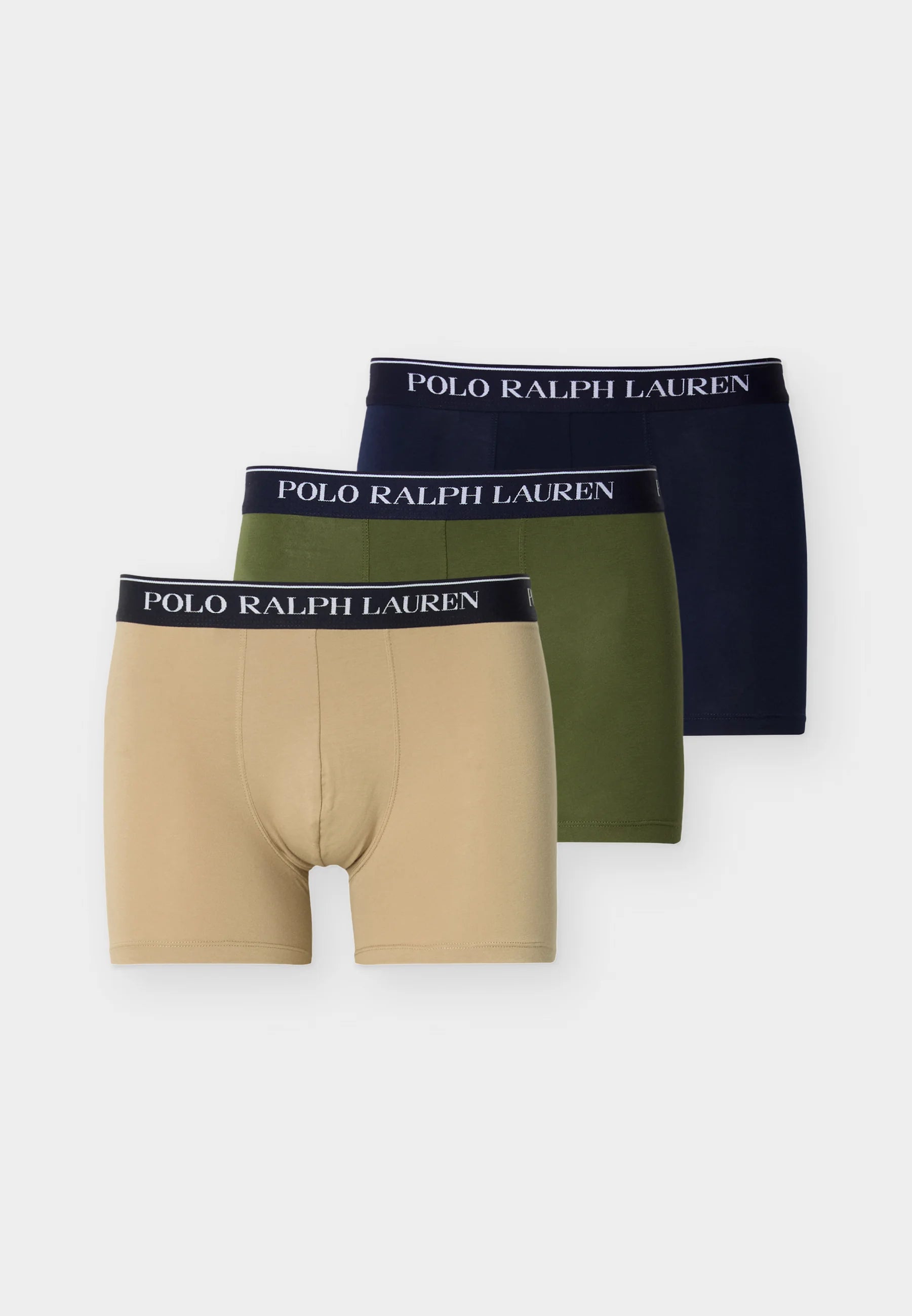 Polo Ralph Lauren Cotton Stretch Boxer Briefs – 3 Pack – Olive, Vintage Khaki, Navy