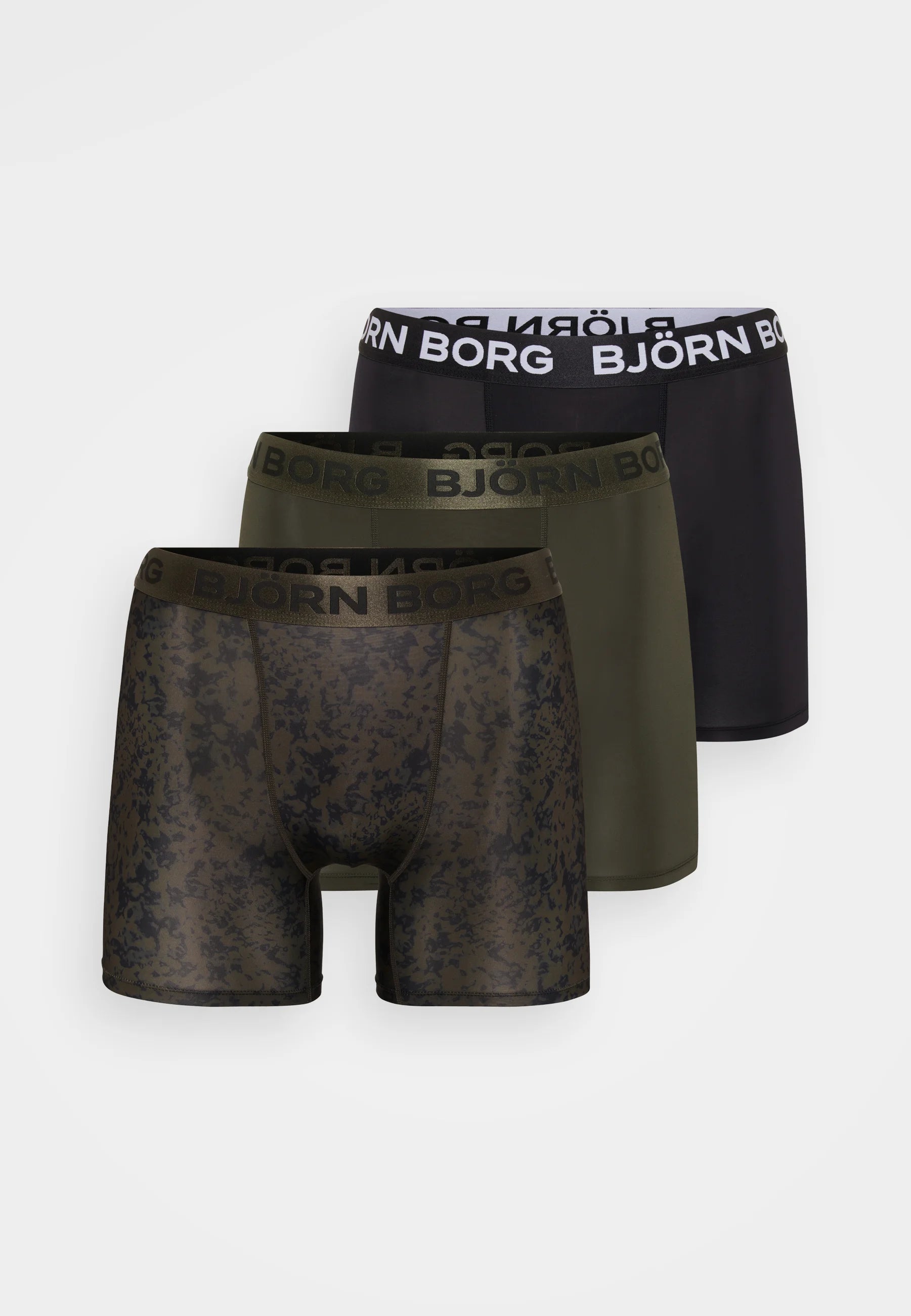 Björn Borg Sports Lot de 3 boxers – Olive, Noir