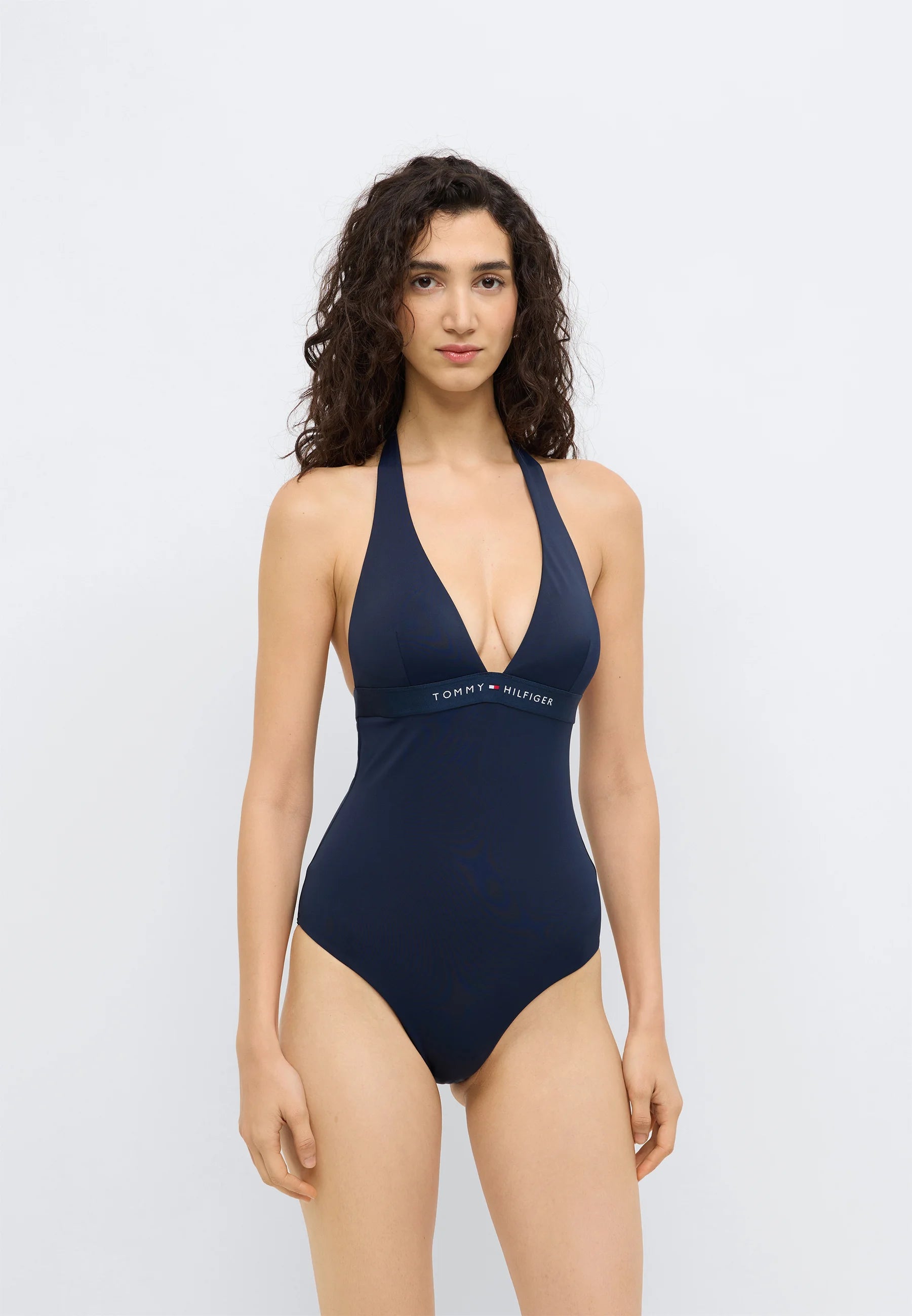 Tommy Hilfiger Original Logo Halter Swimsuit – Dark Night Navy