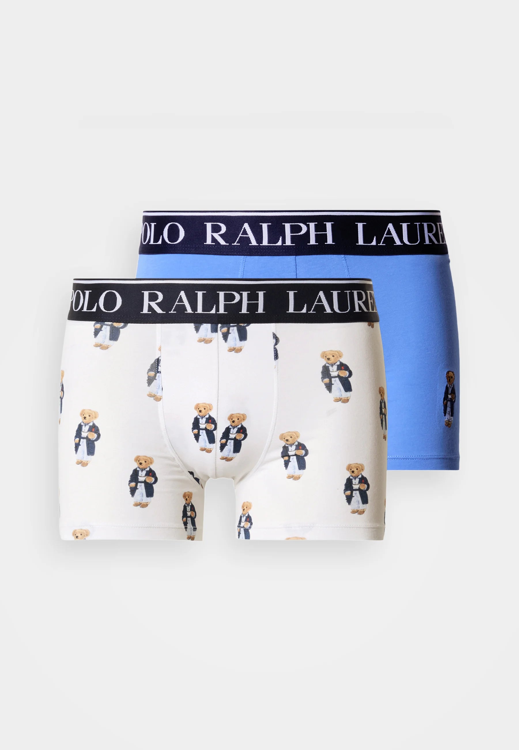 Boxers Polo Ralph Lauren en coton stretch – Taille basse – Lot de 2 – Bleu, Blanc