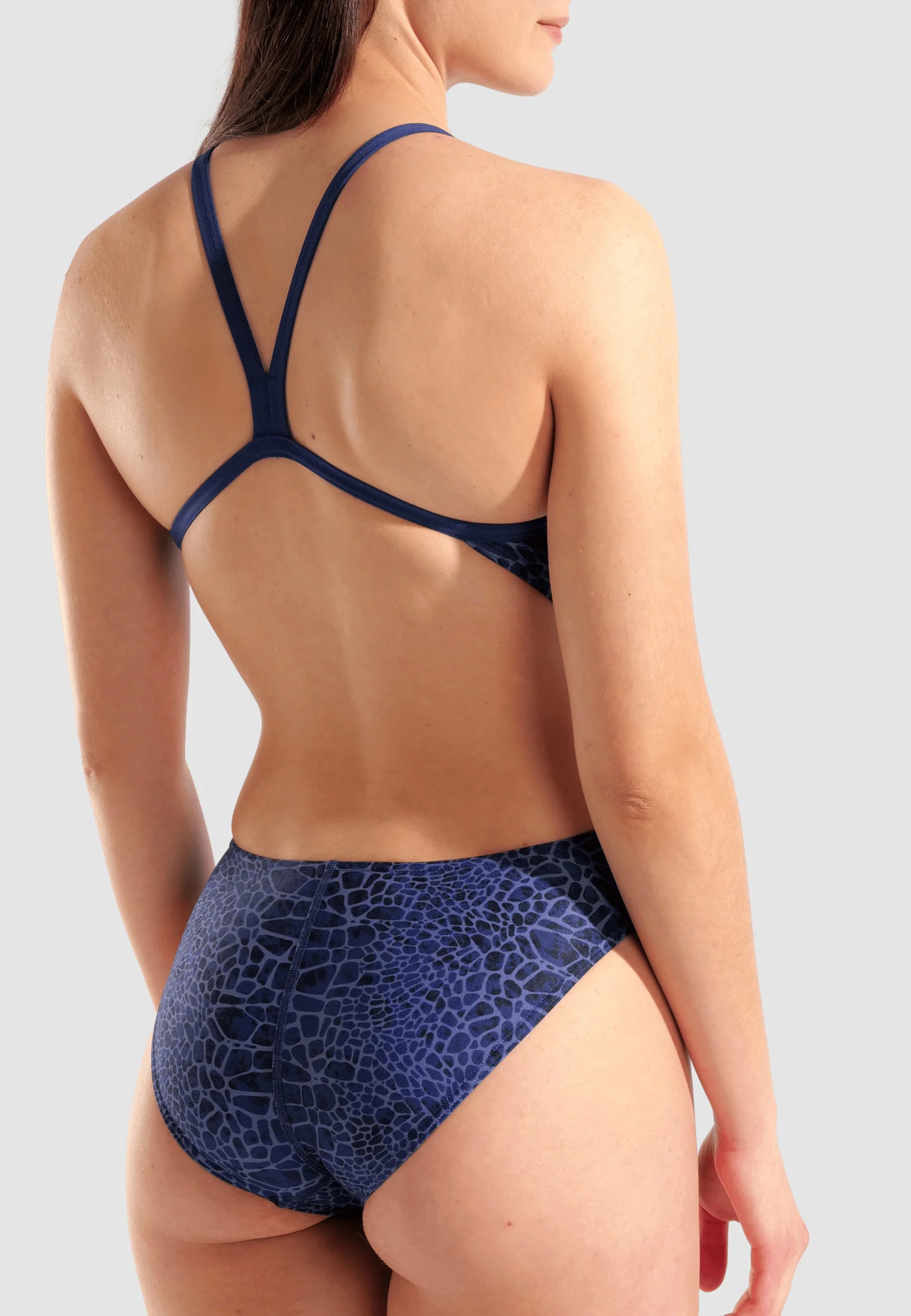 Jednodílné plavky Arena Snakeskin Challengeback – Navy, Team Navy