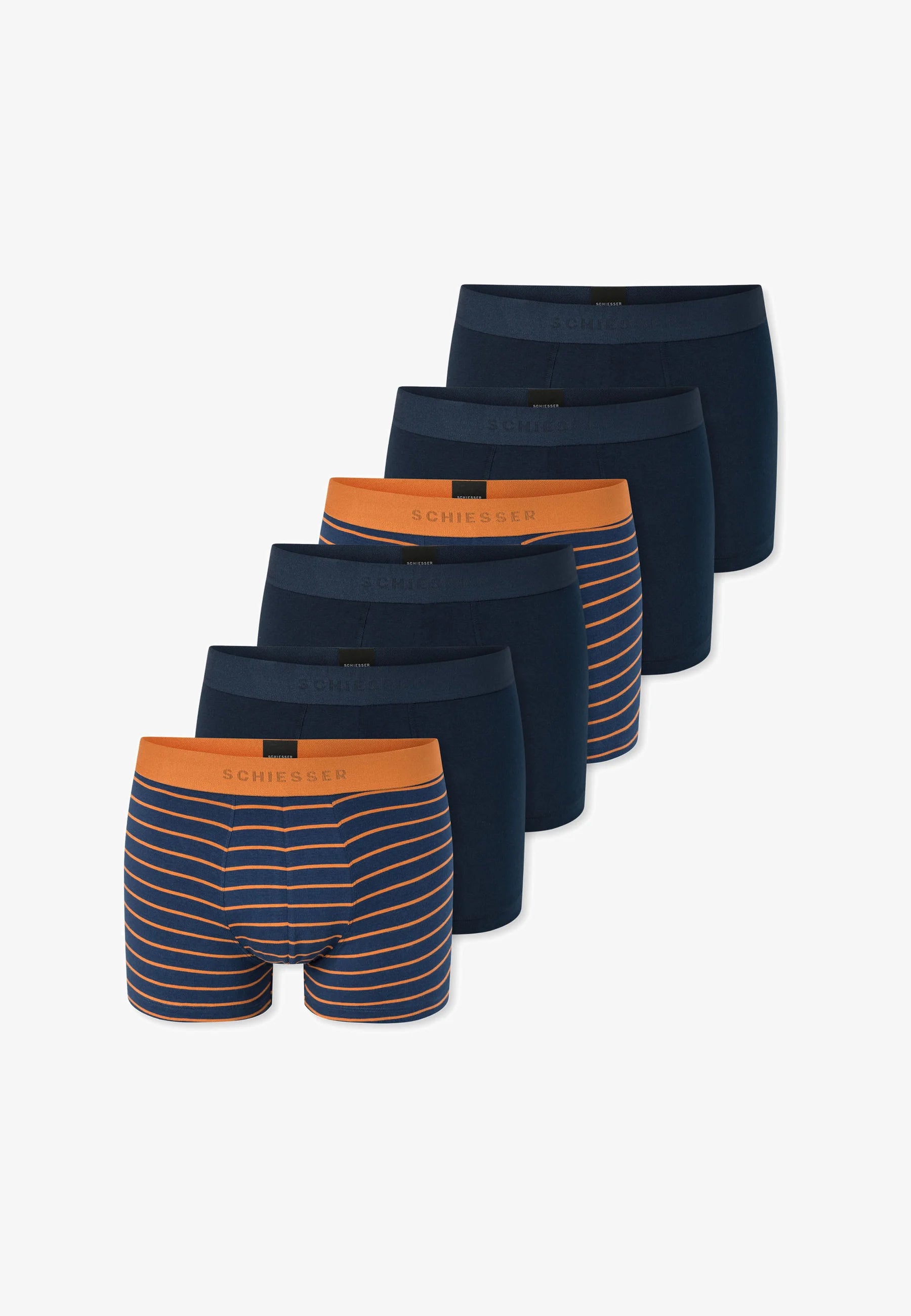 Schiesser 95 5 6er-Pack Unterhosen – Dunkelblau, Blau, Orange gestreift