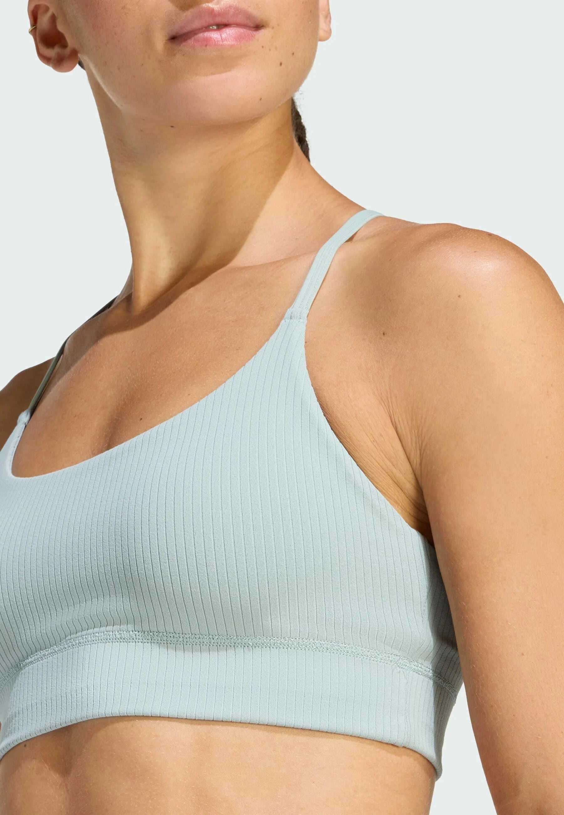 Adidas Performance All Me Long Line Light Support Sport-BH – Salbei