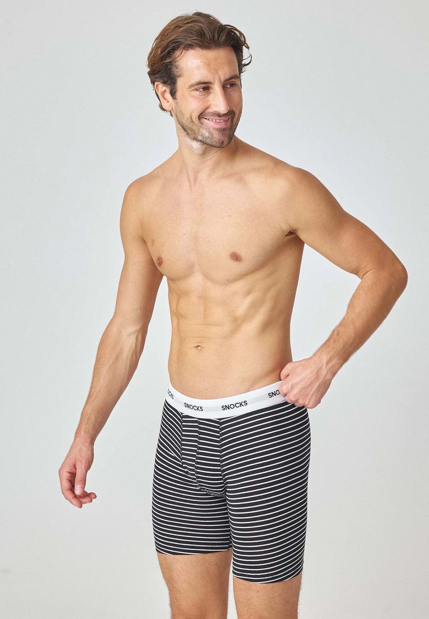 SNOCKS Boxer à jambe longue – Ensemble à rayures noires
