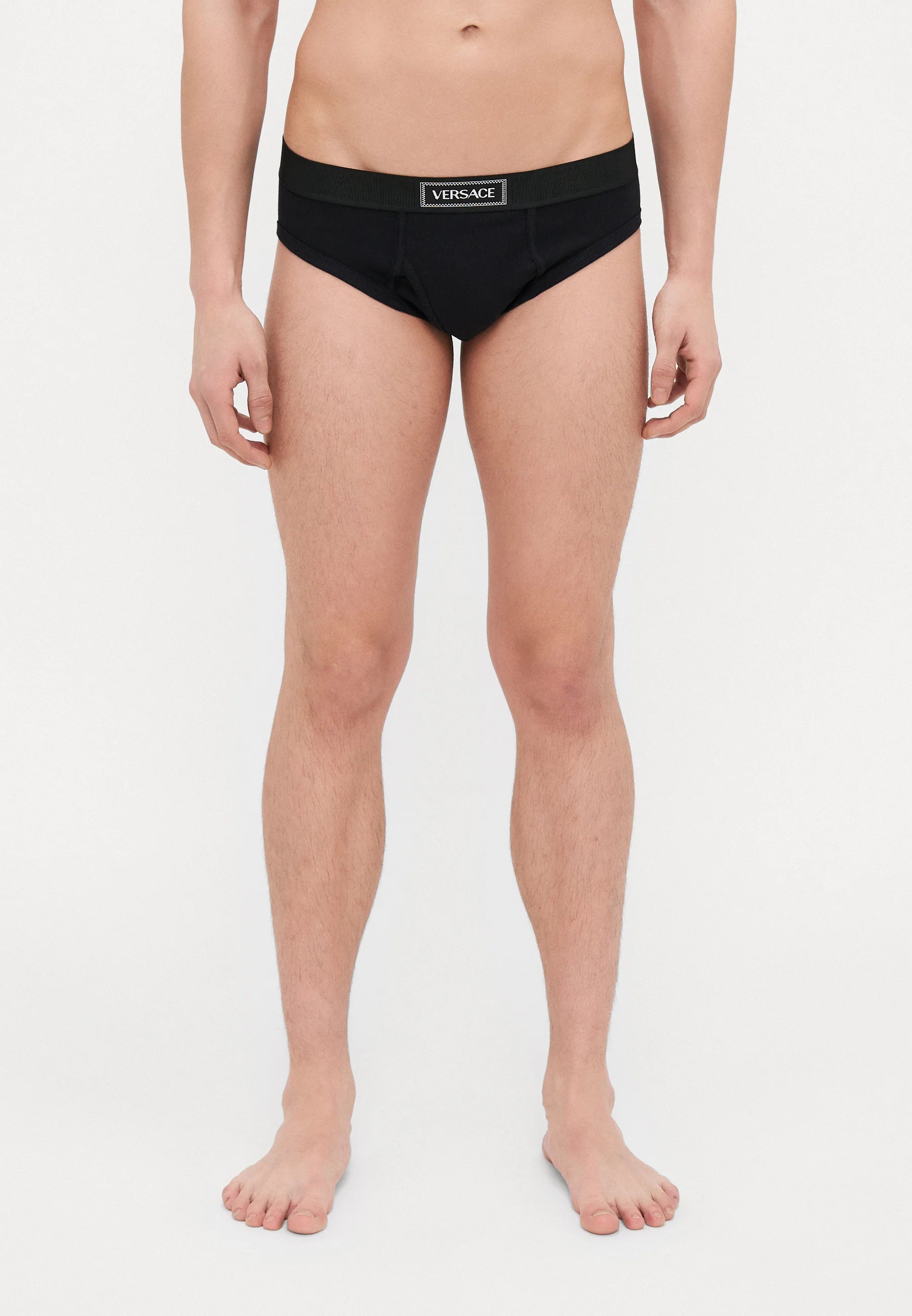 Bavlněné Stretch Rib kalhotky Versace – černé