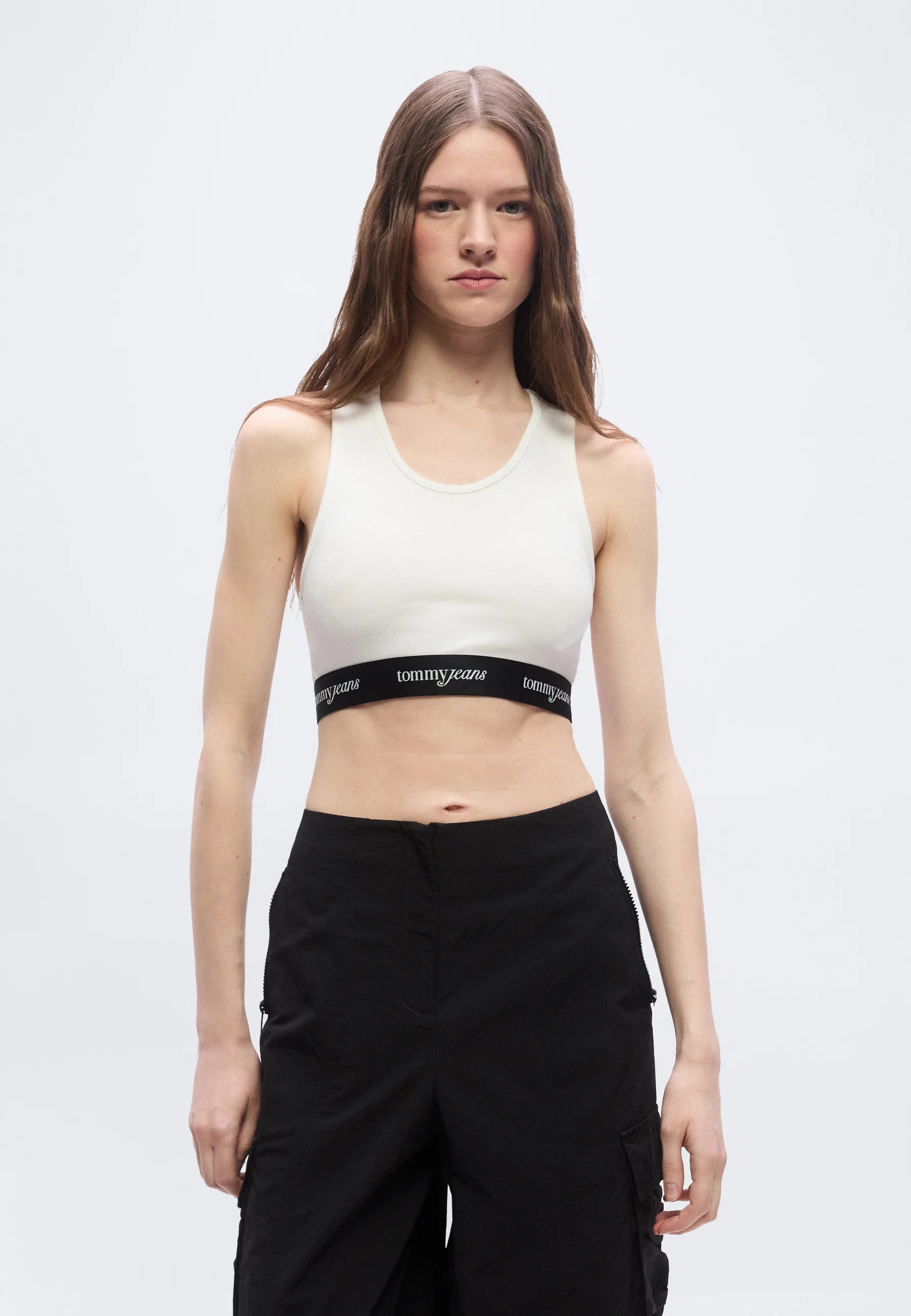 Tommy Jeans Repeat Logo Racerback Soft Bra – Ecru