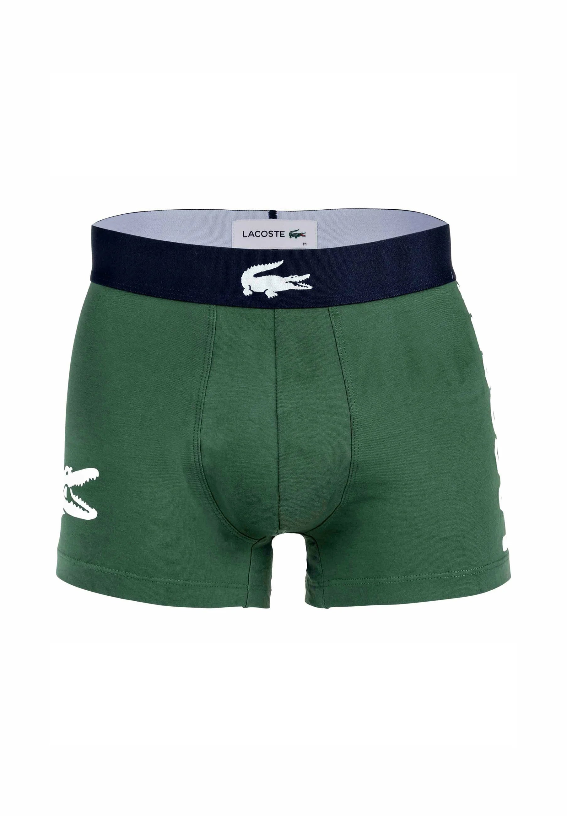 Lacoste 6 Pack Big Croc Print Stretch Trunks – Green, Dark Blue, White