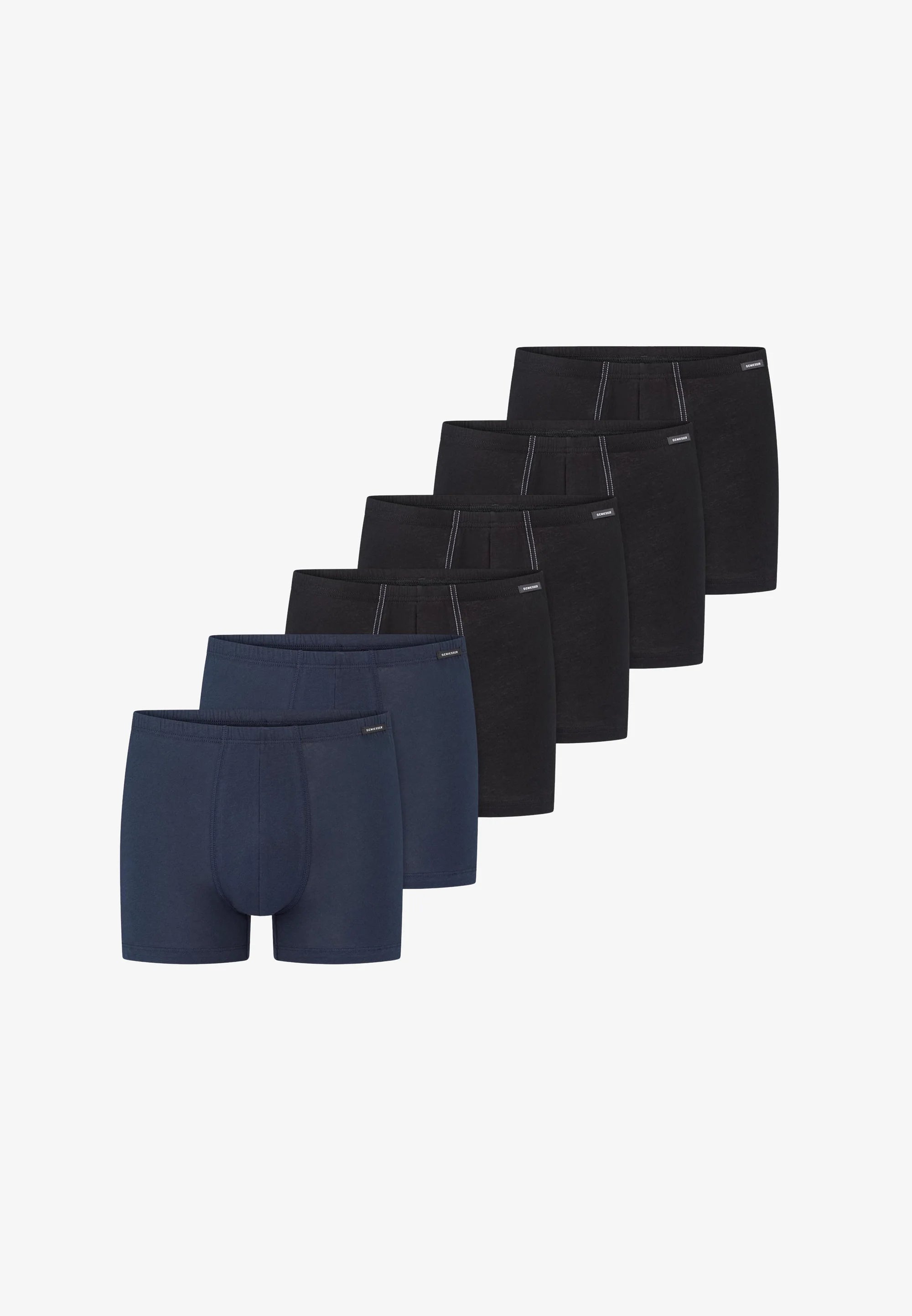 Schiesser Essentials Cotton Stretch Trunks 6 Pack – Black, Dark Blue