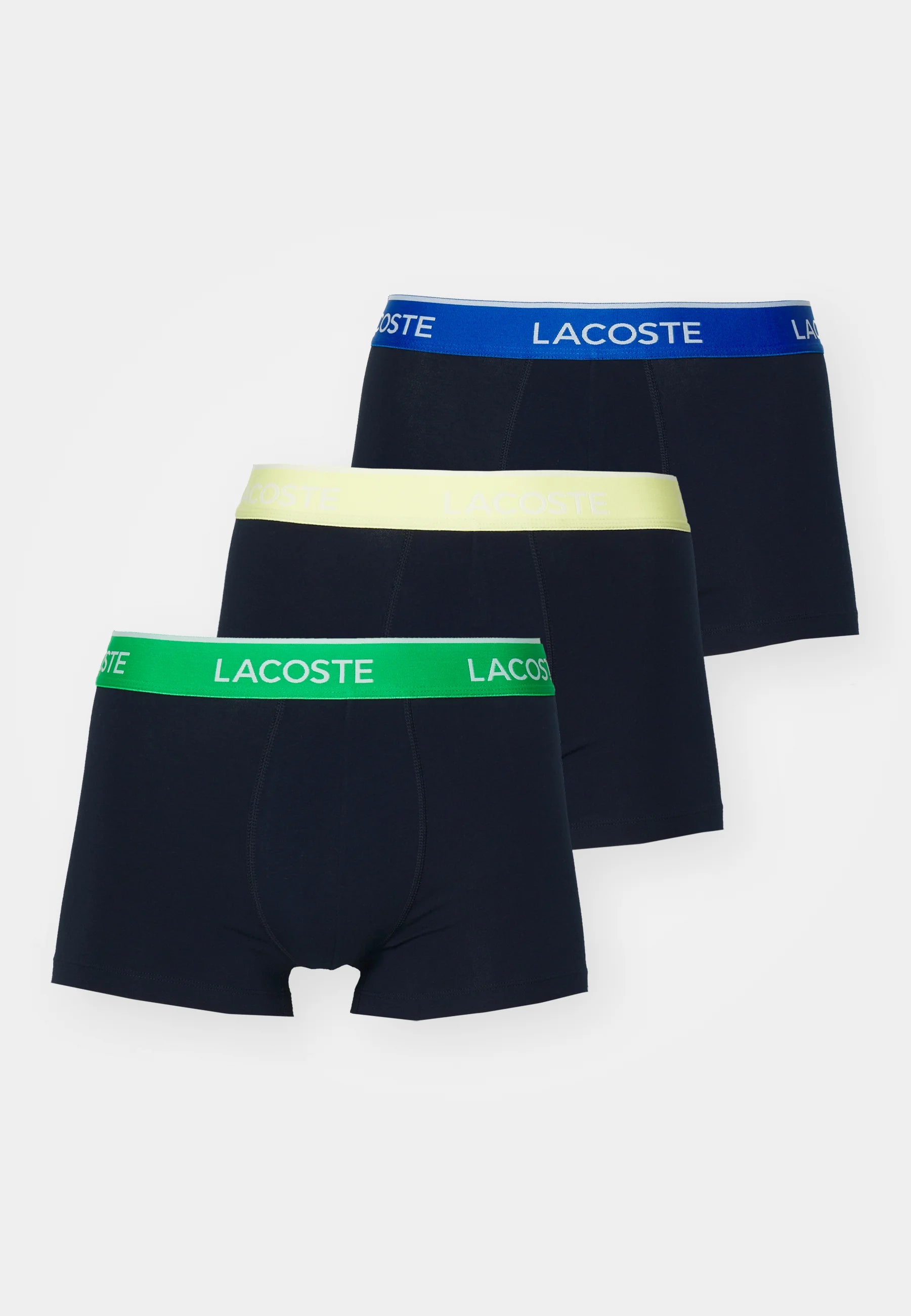 Lacoste Court Classic Stretch-Unterhosen im 3er-Pack – Marineblau, Calathea-Gelb
