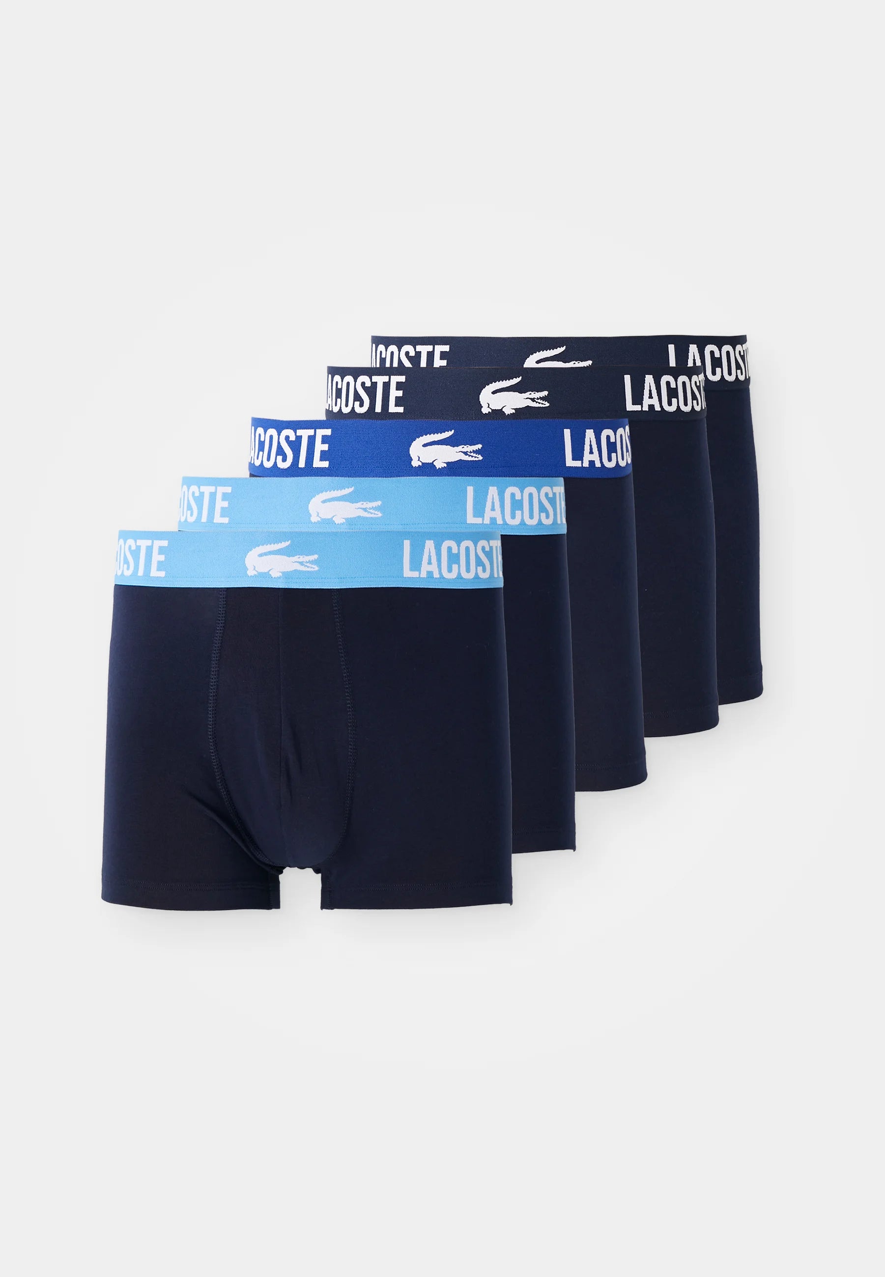 Lacoste Trunk 5 Pack Stretch Trunks – Navy Blue, Captain, Argentine Blue