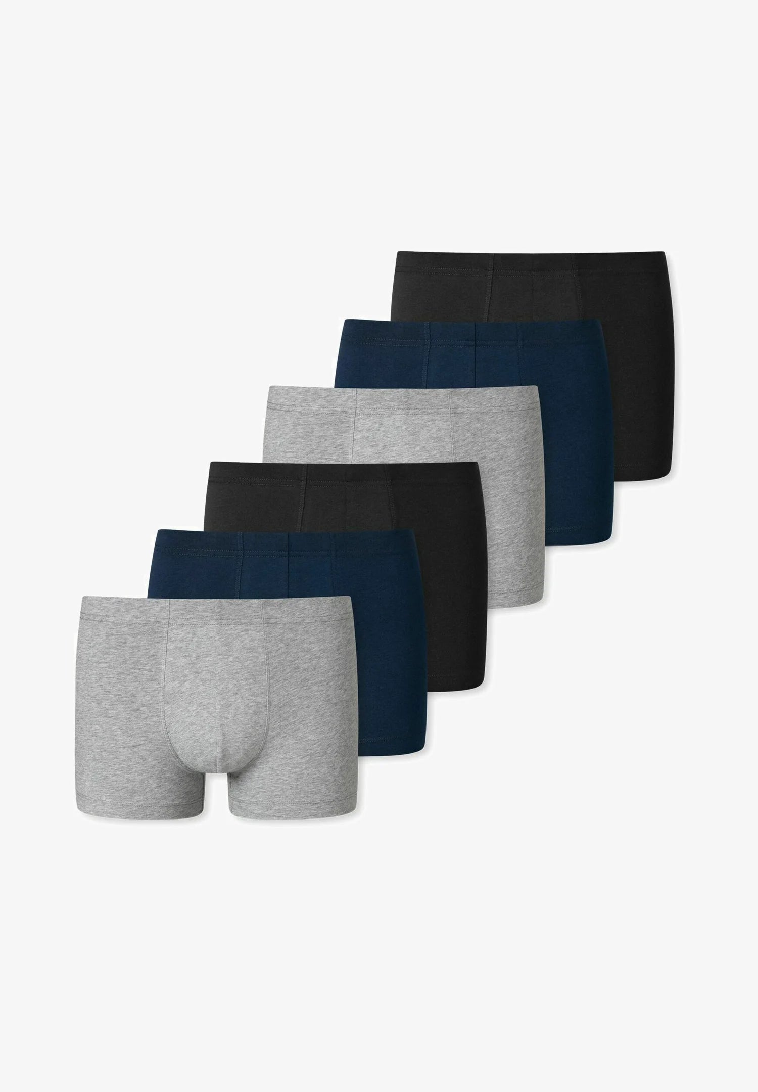 Schiesser Essentials Cotton Trunks 6 Pack – Black, Navy, Grey Melange