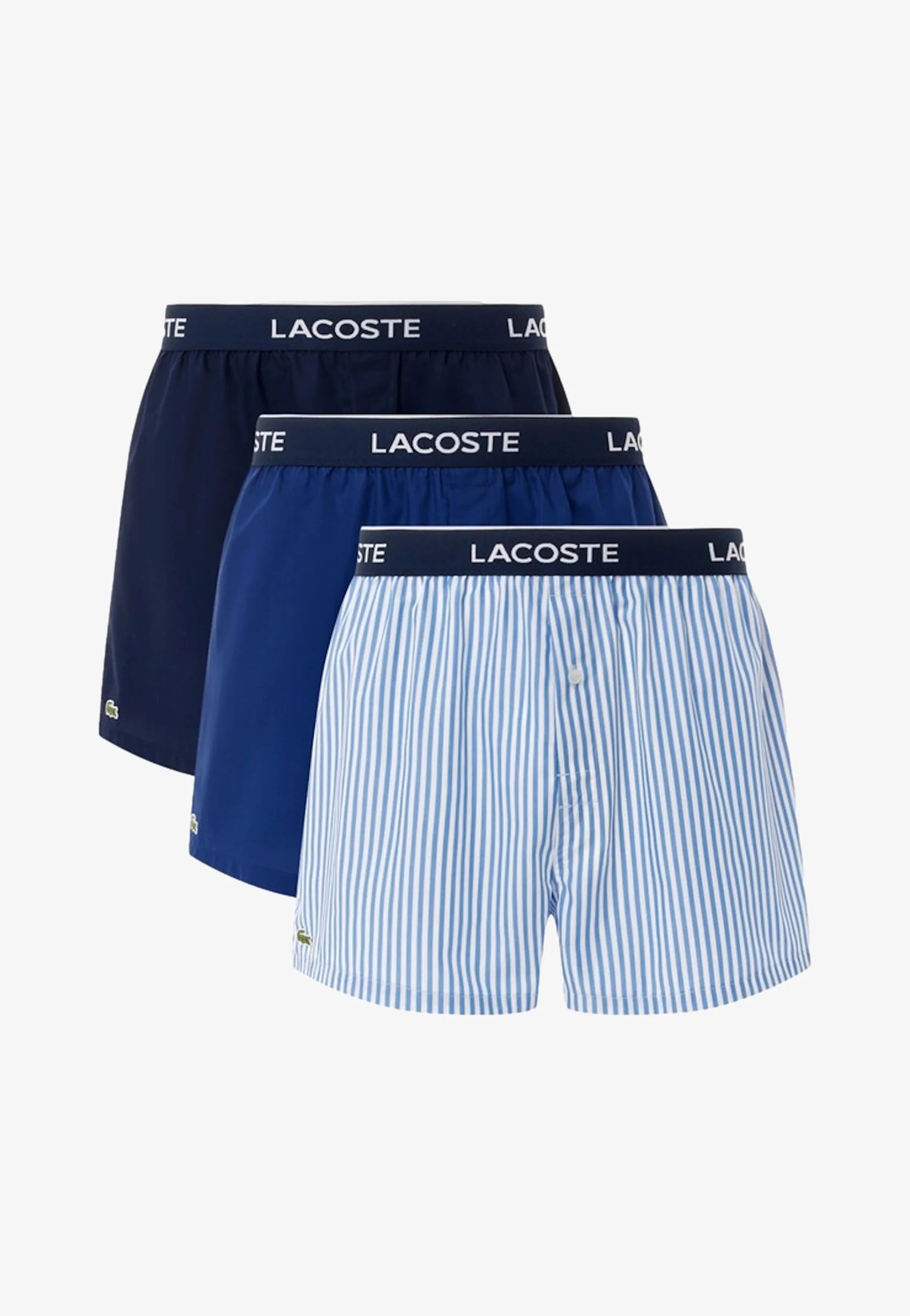 Lacoste Loose Cotton Boxer Shorts Set – Vaporous, Methylene, Navy Blue
