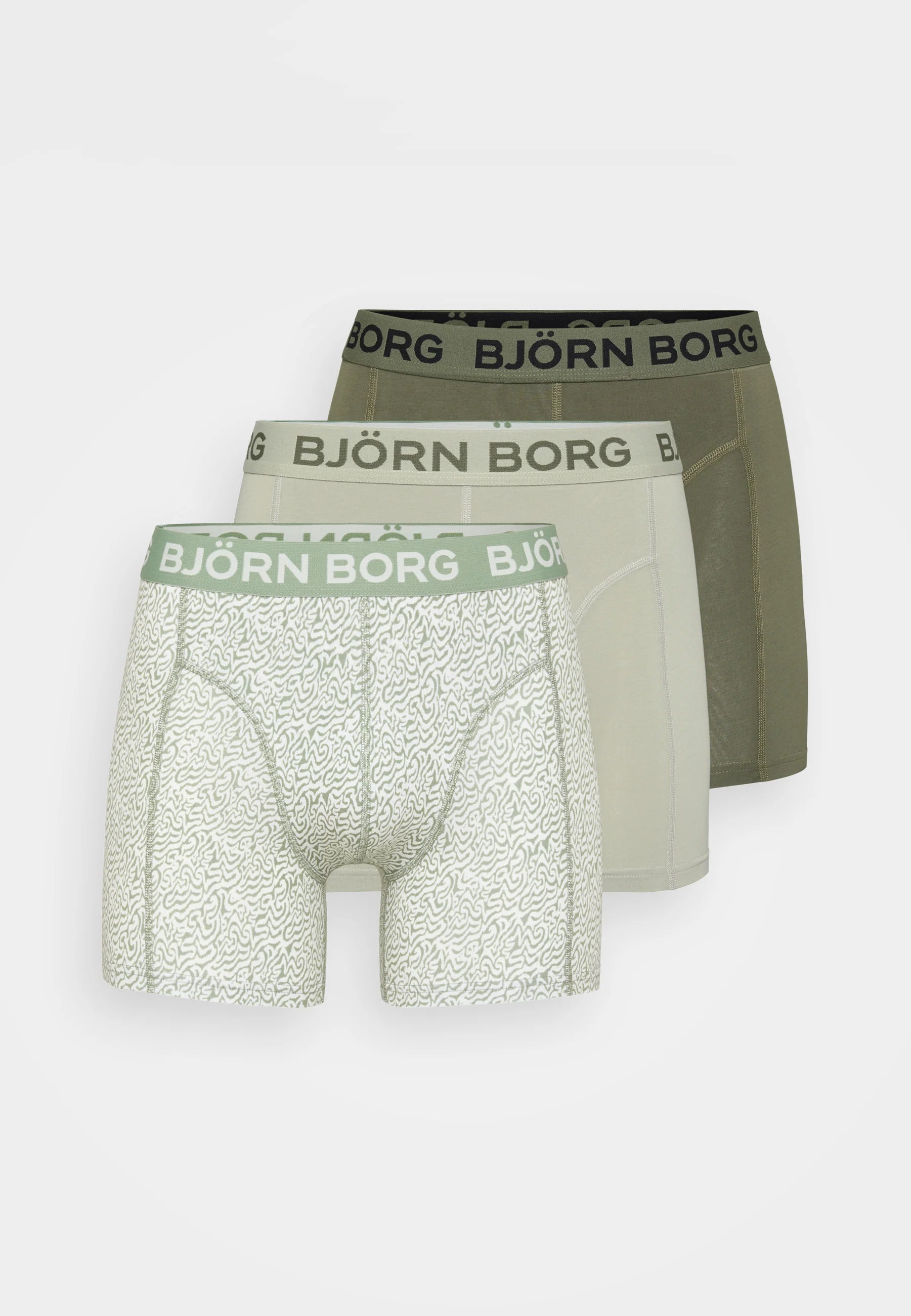Björn Borg 3er-Pack Boxershorts – Grün, Weiß, Oliv