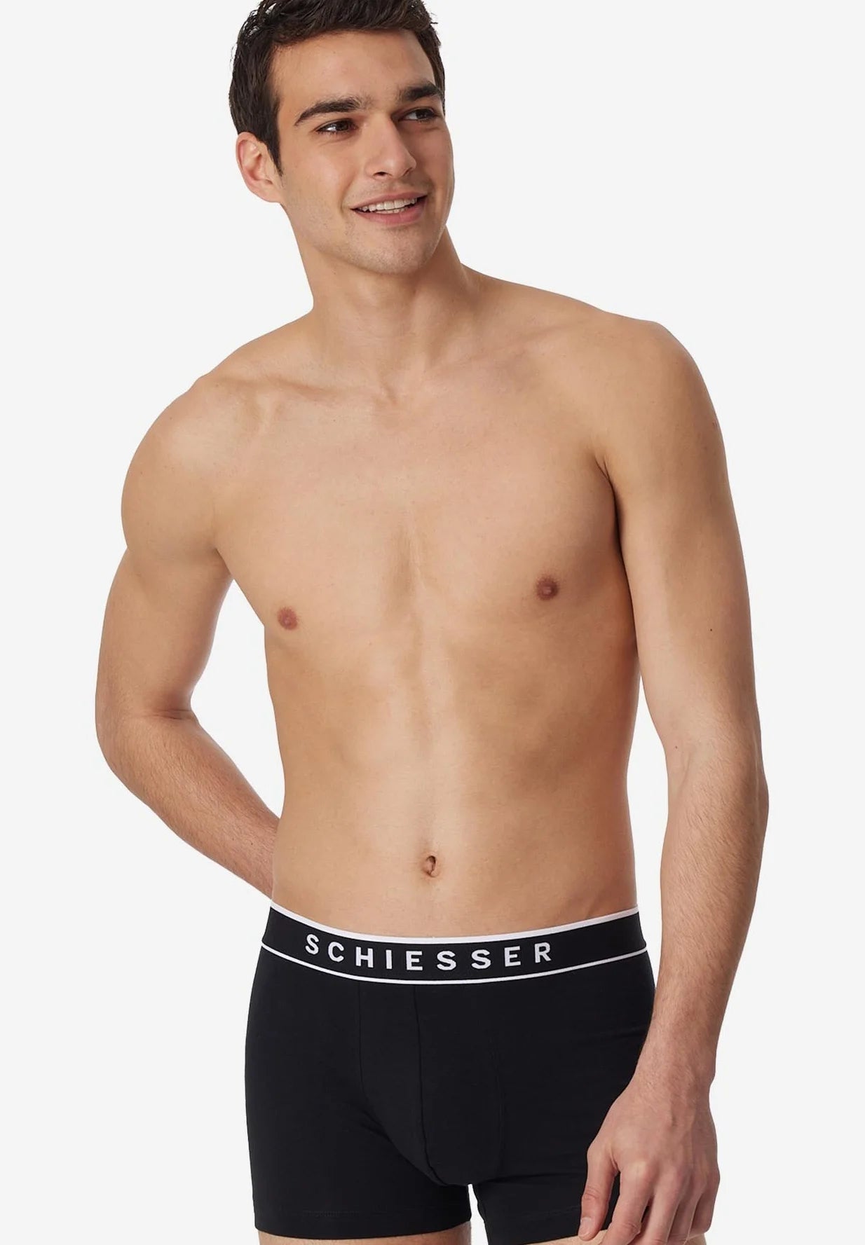 Boxer en coton stretch Schiesser – Gris, Noir