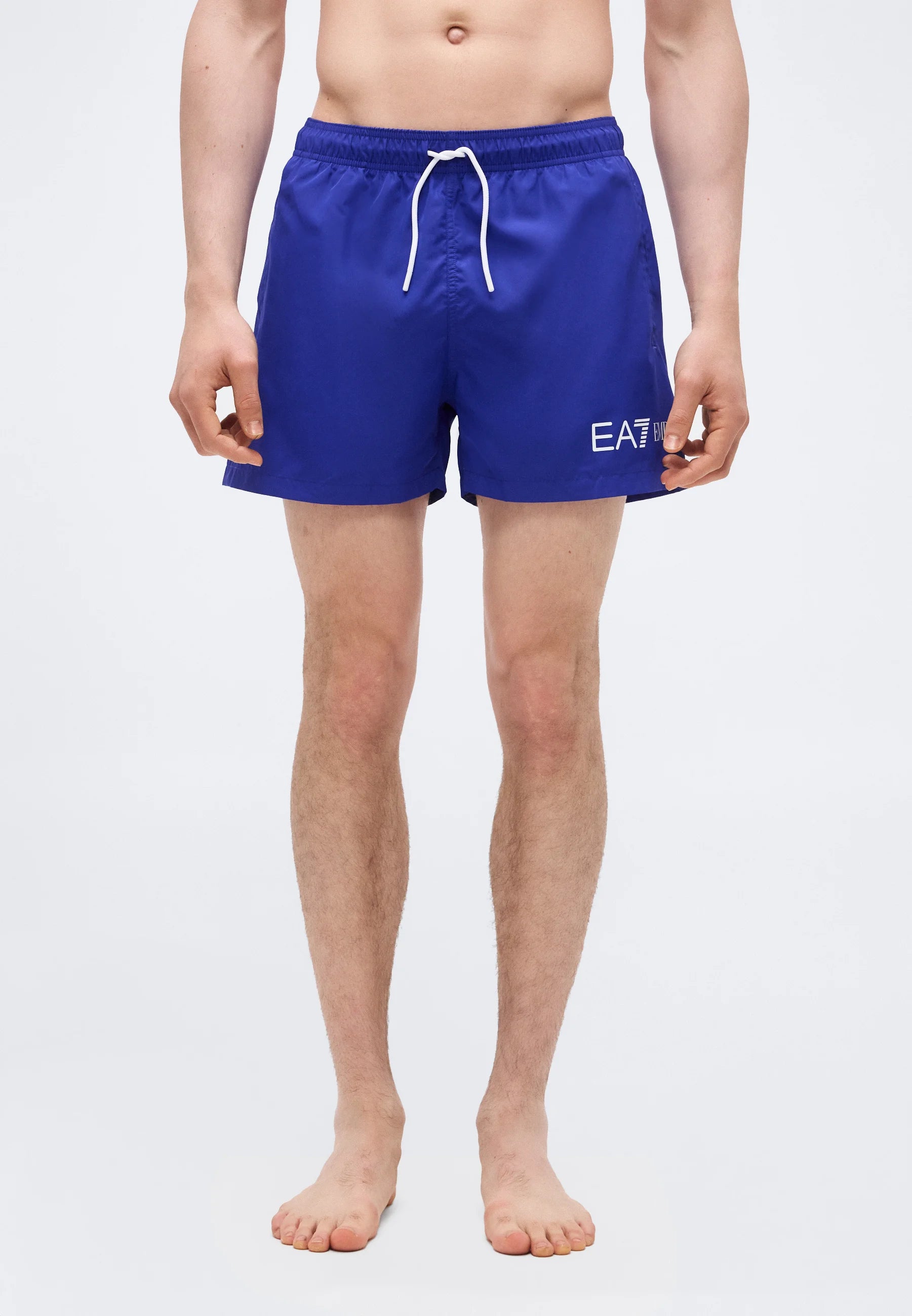 Plavecké šortky Emporio Armani EA7 Water Sport Extended Logo Boxer – Clematis Blue, White