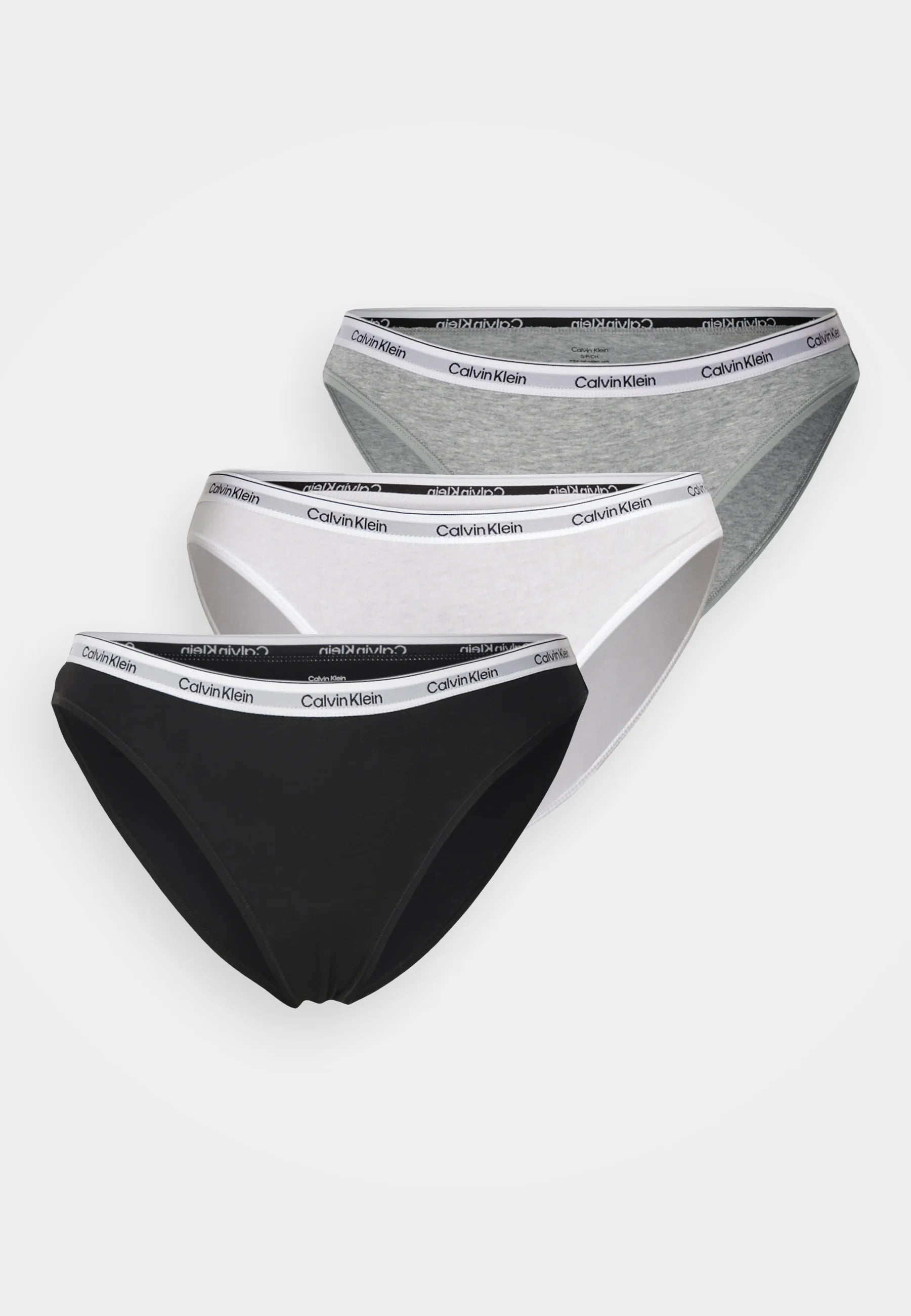 Lot de 3 slips Calvin Klein Modern Logo, noir, blanc, gris chiné