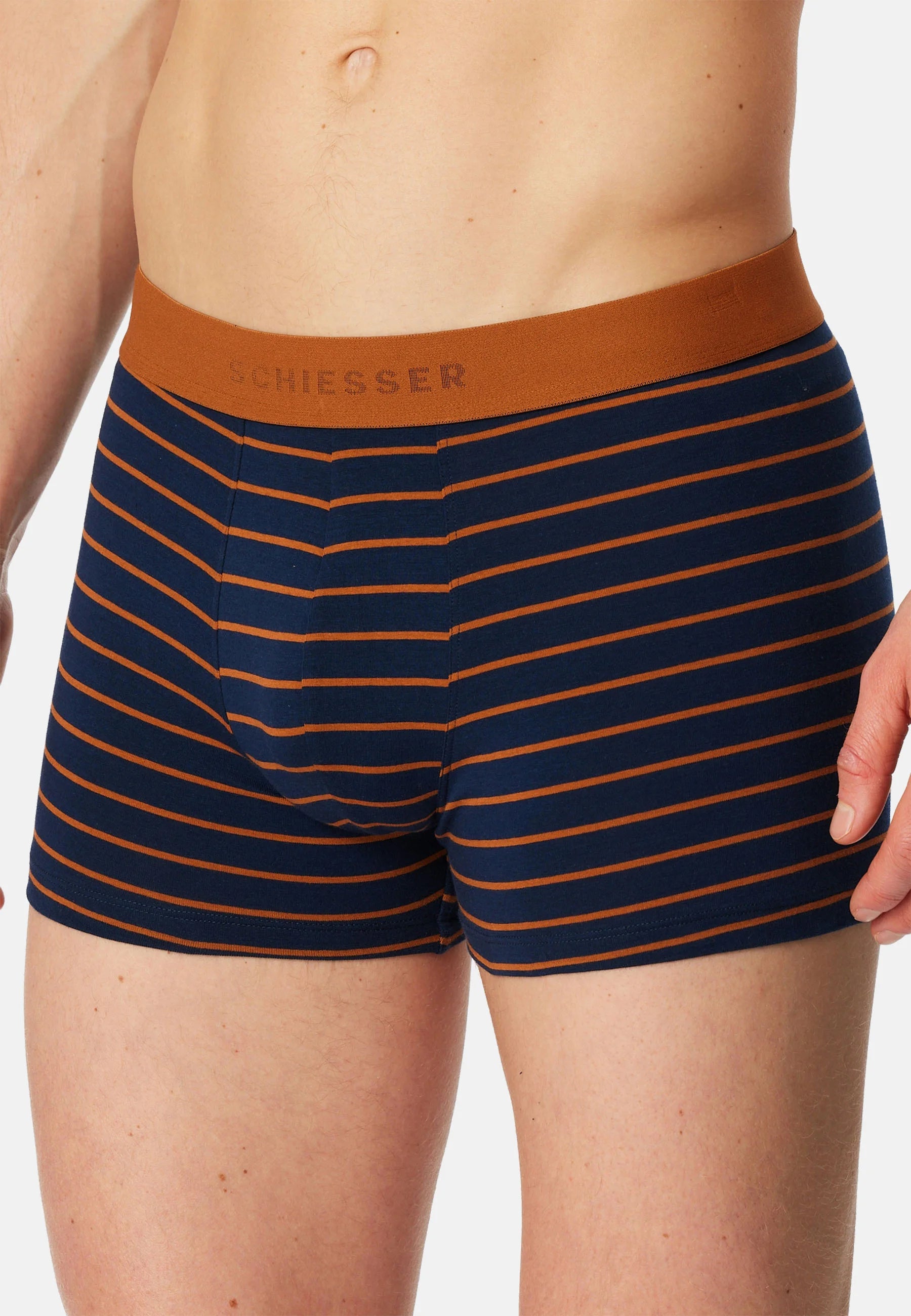 Schiesser 95 5 6er-Pack Unterhosen – Dunkelblau, Blau, Orange gestreift