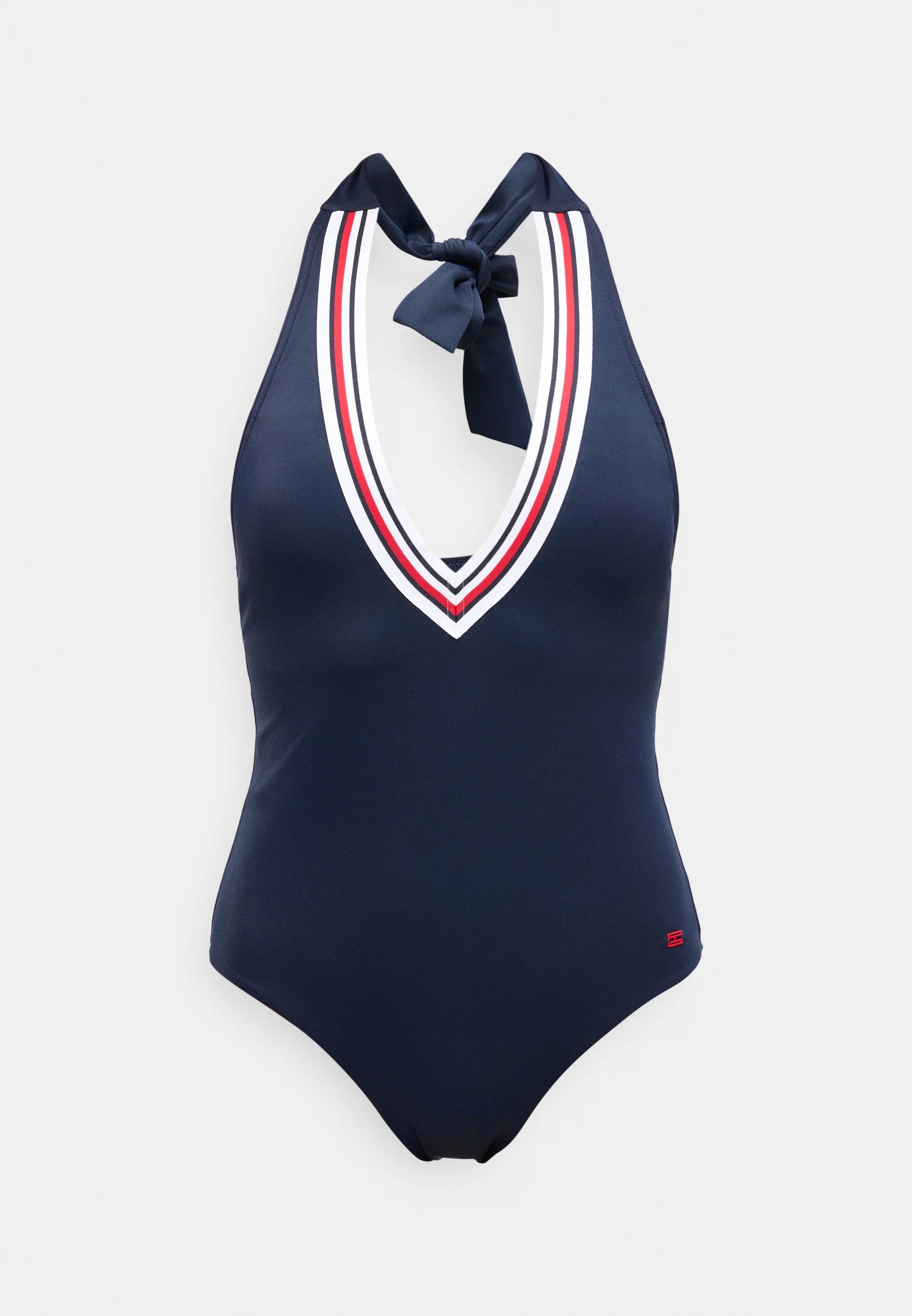 Tommy Hilfiger Global Stripe Halterneck Swimsuit – Dark Night Navy