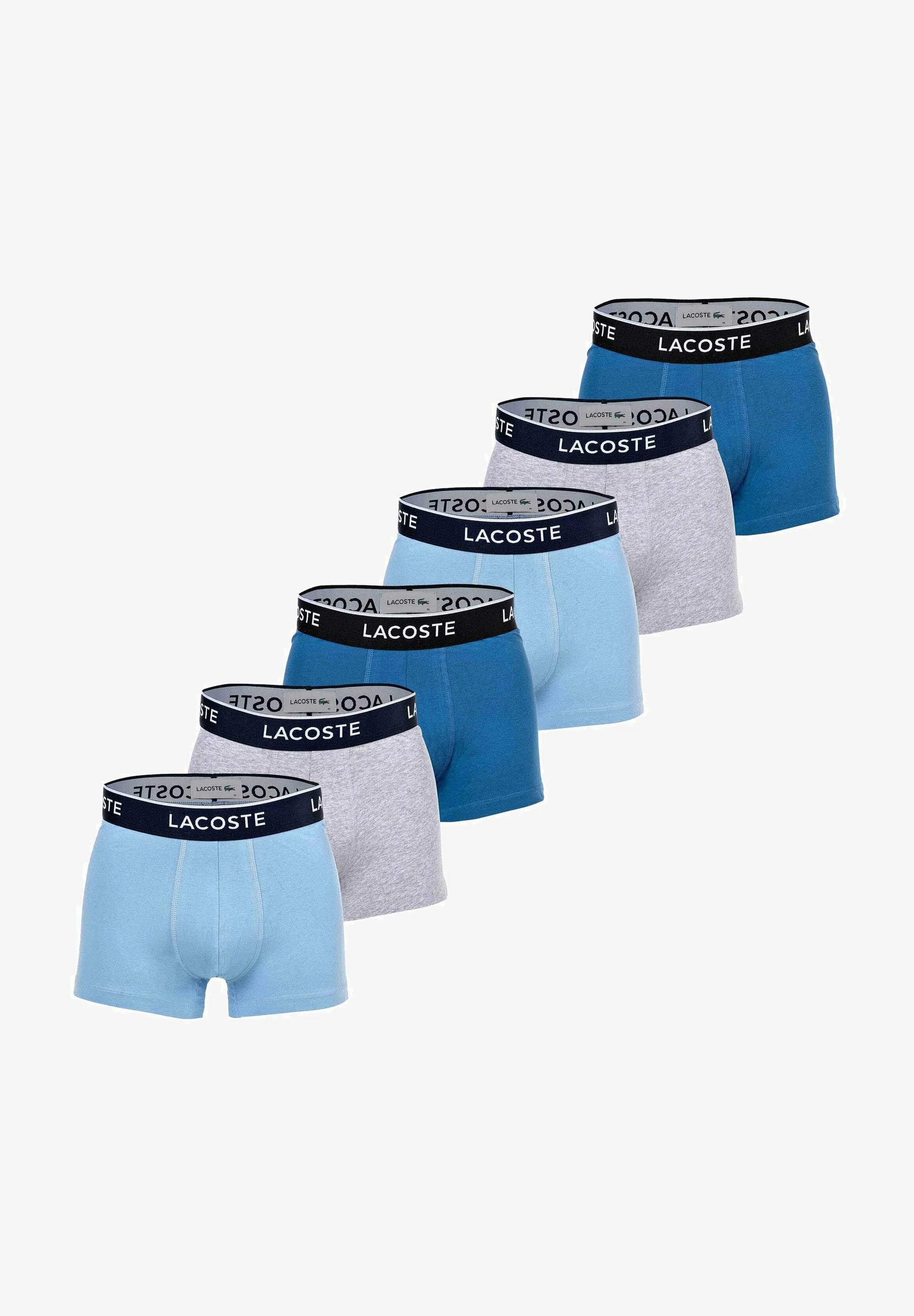 Sześciopakowe kąpielówki Lacoste Casual Stretch Logobund – niebieski, szary