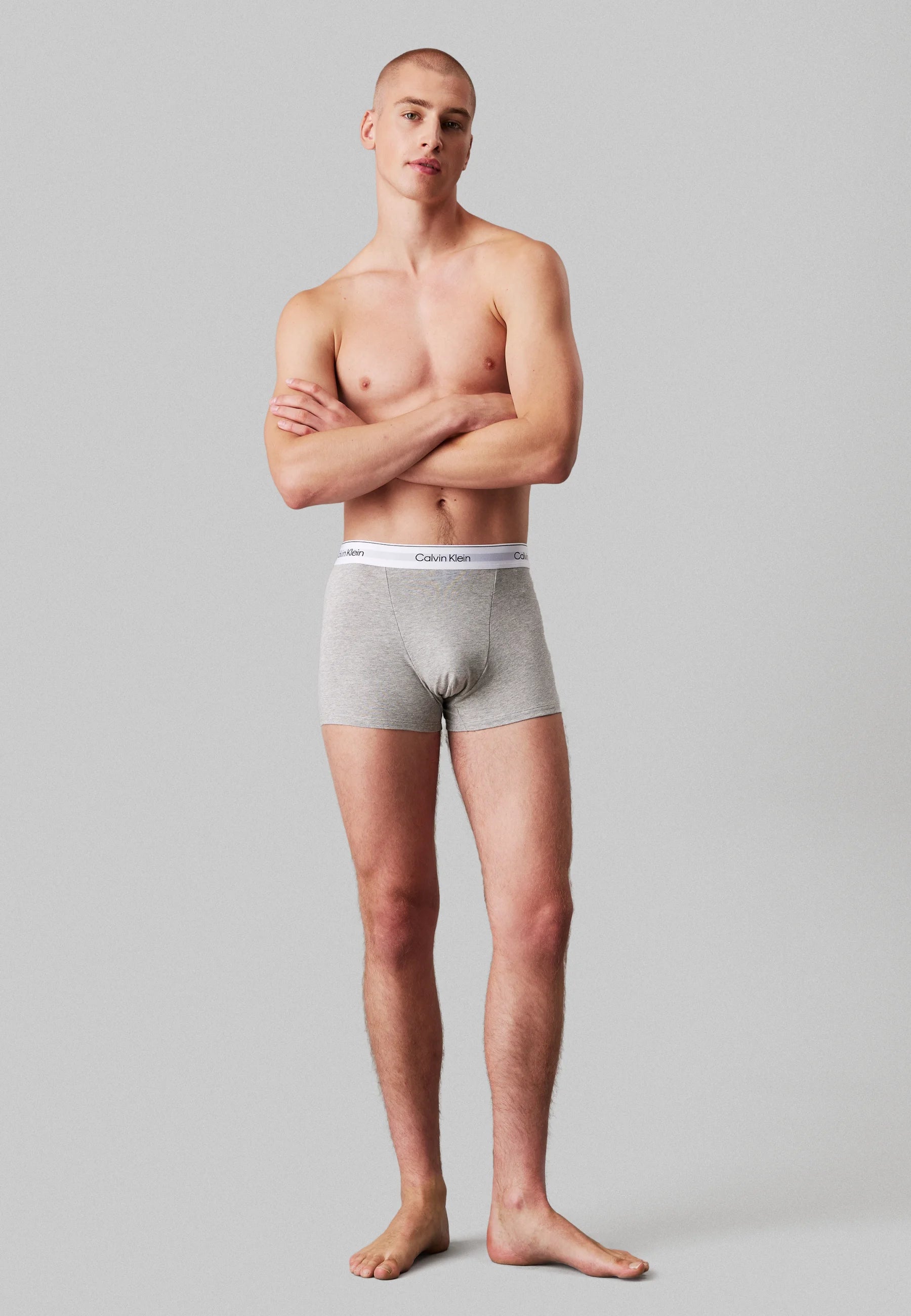 Calvin Klein Icon Cotton Stretch Relaxed Fit Trunks – 3 Pack – Black, White, Grey Heather