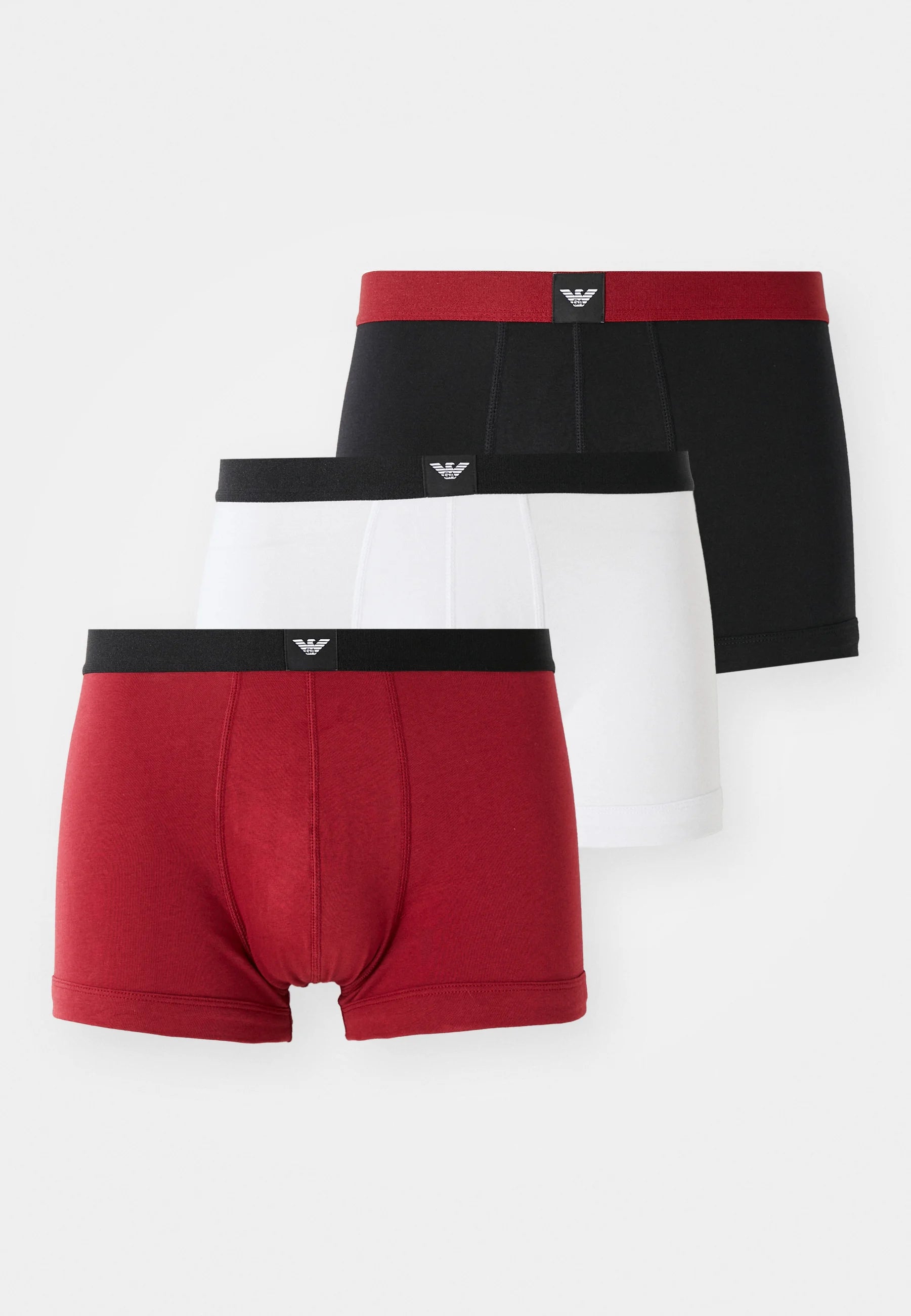Emporio Armani Premium Cotton Stretch Trunks 3 Pack – Rhubarb, Black, White