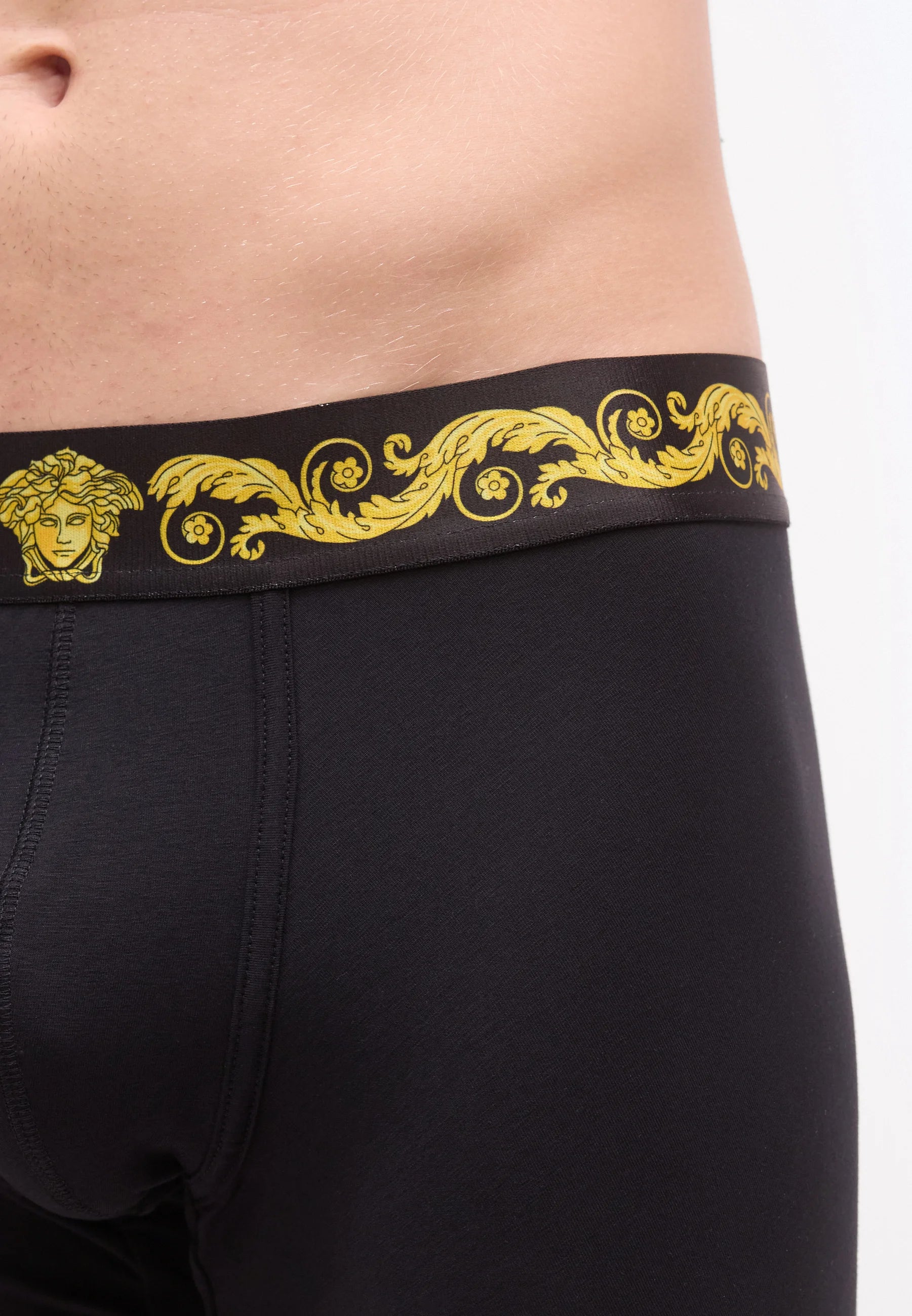 Triky Versace Cotton Stretch s potiskem – nízké – černé, zlaté barvy