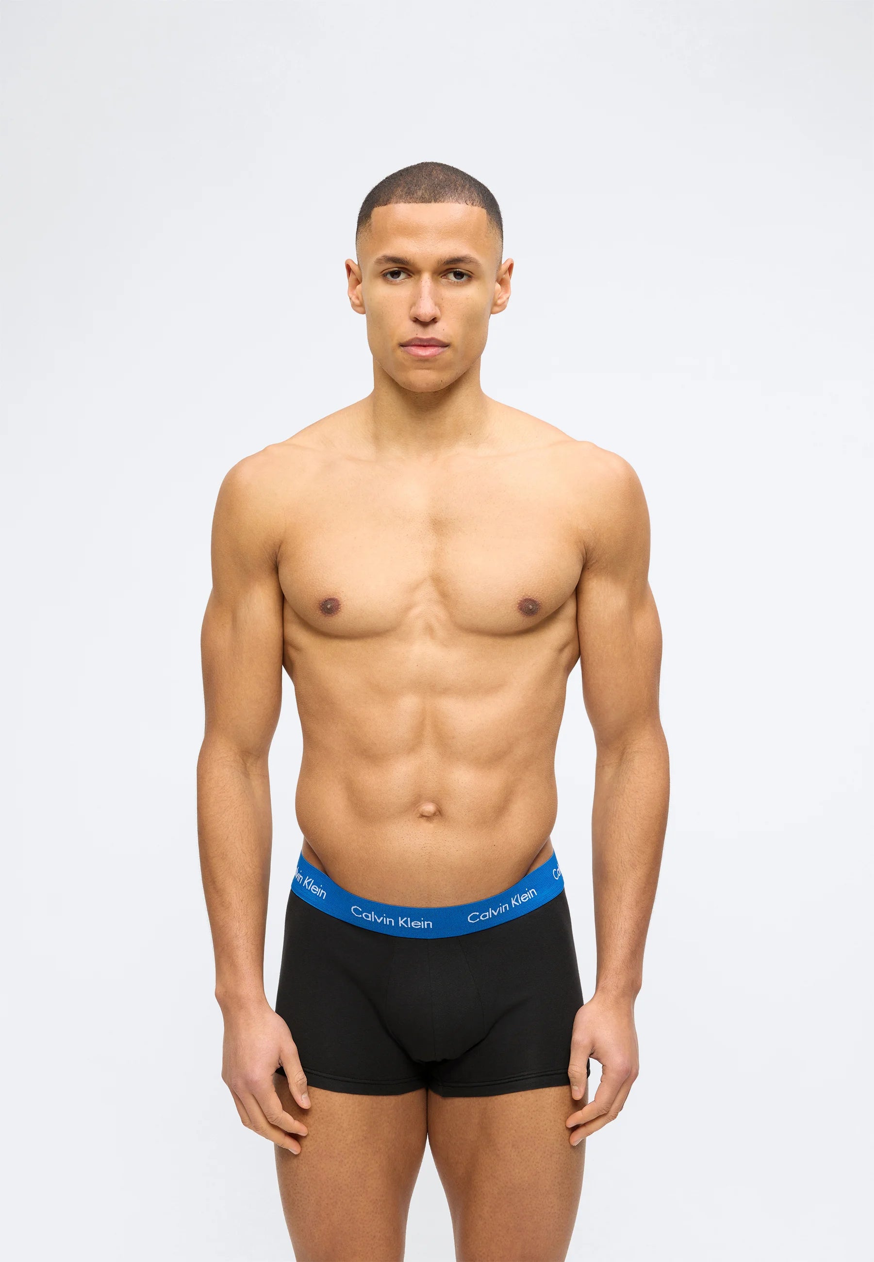 Calvin Klein Cotton Stretch Trunks – 3 Pack – Black , Classic Blue