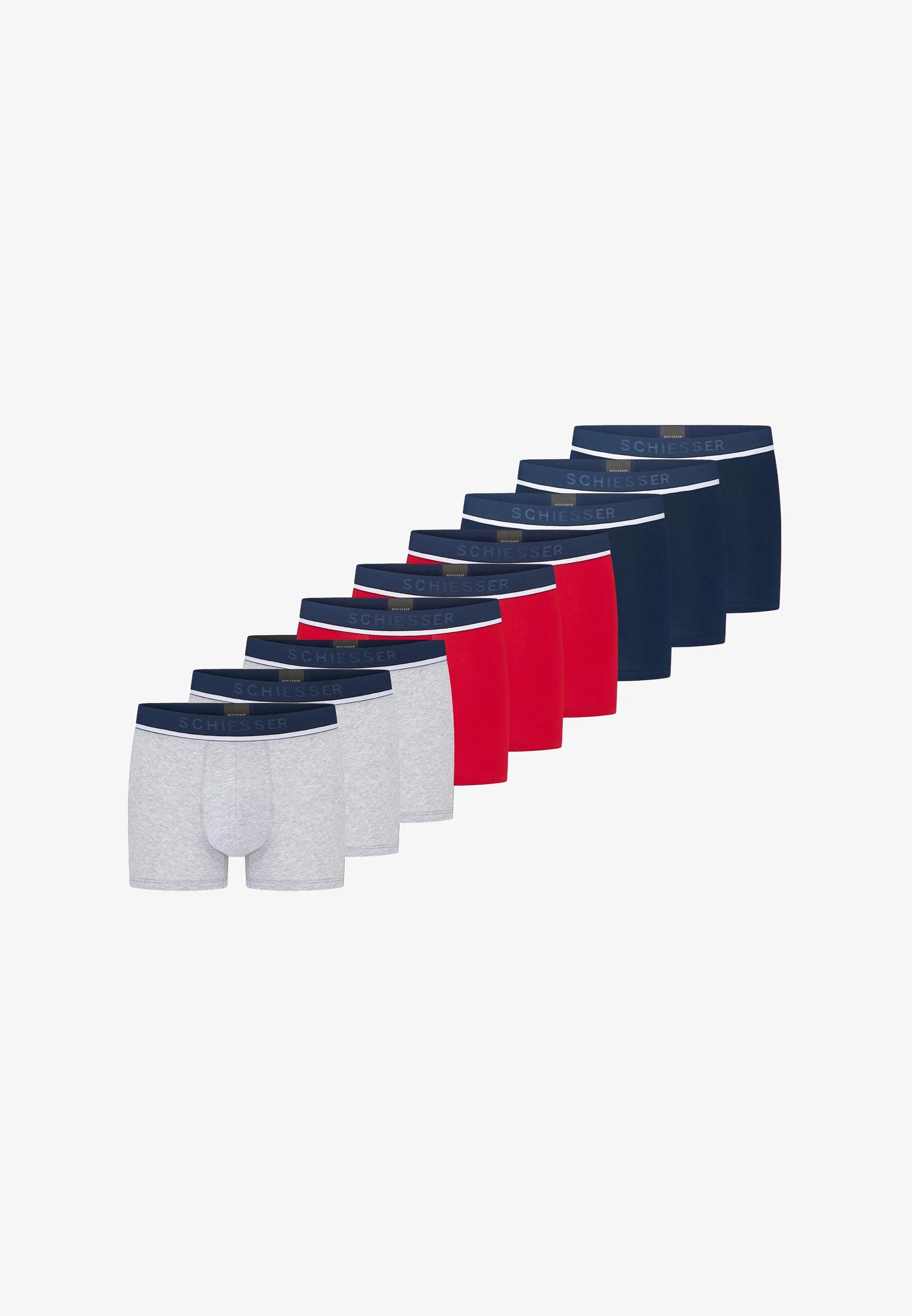 Schiesser 95 5 bauli in cotone da 9 pezzi: rosso, blu, grigio