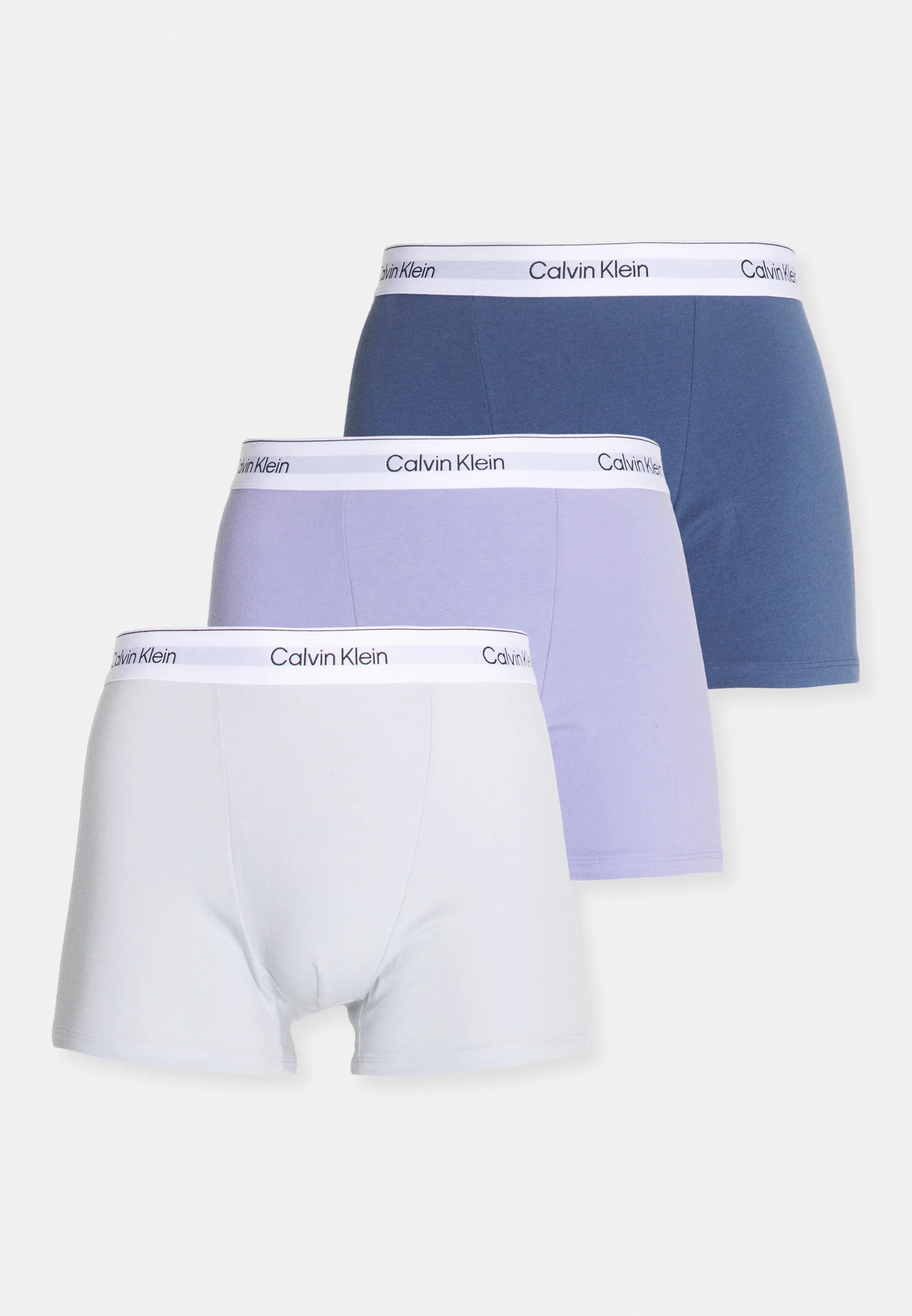Calvin Klein Icon Cotton Stretch Relaxed Fit Trunks – 3 Pack – Vintage Indigo, Micro Chip, Lilac