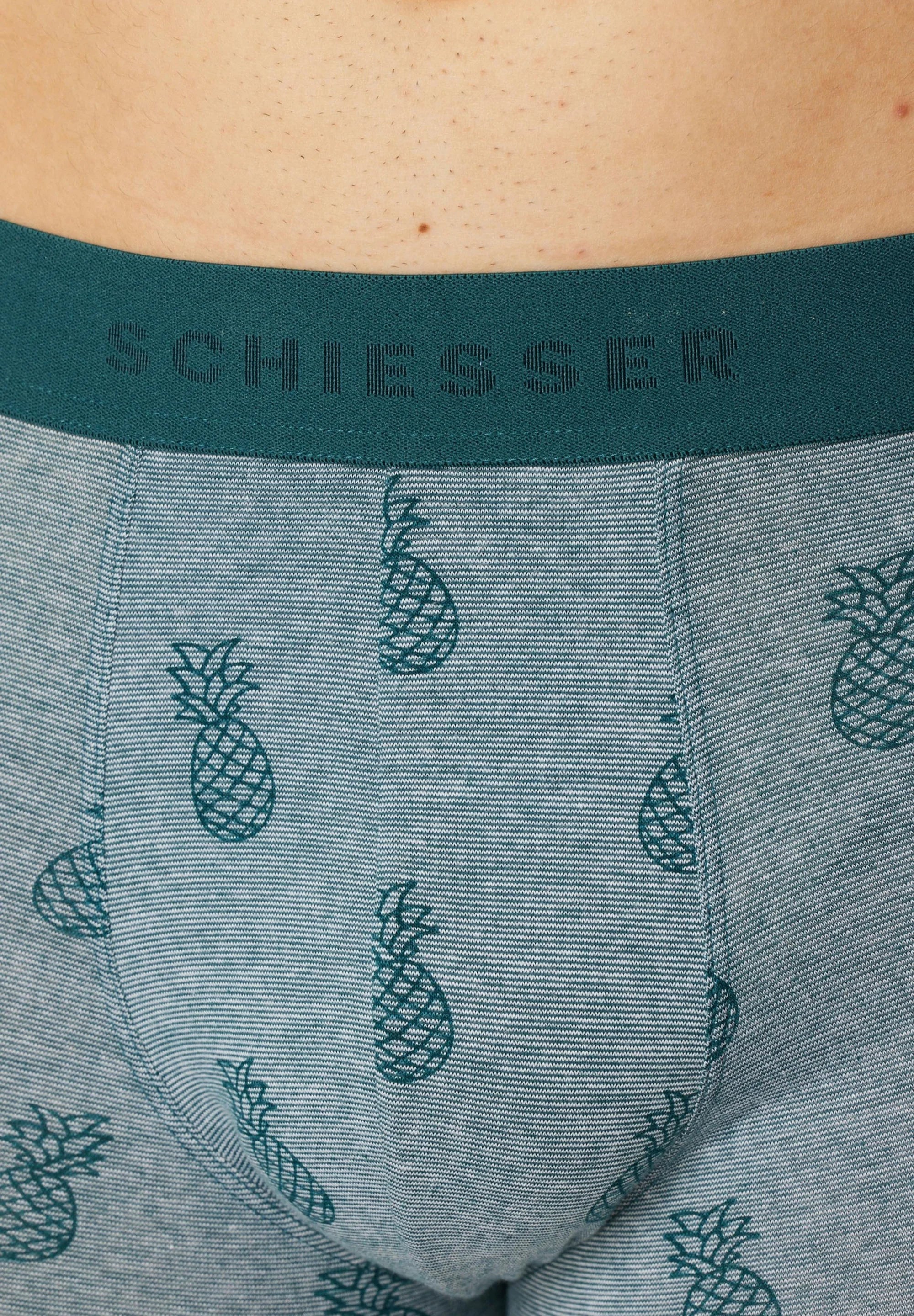 Schiesser 95 5 Cotton Trunks 6 Pack – Black, Turquoise