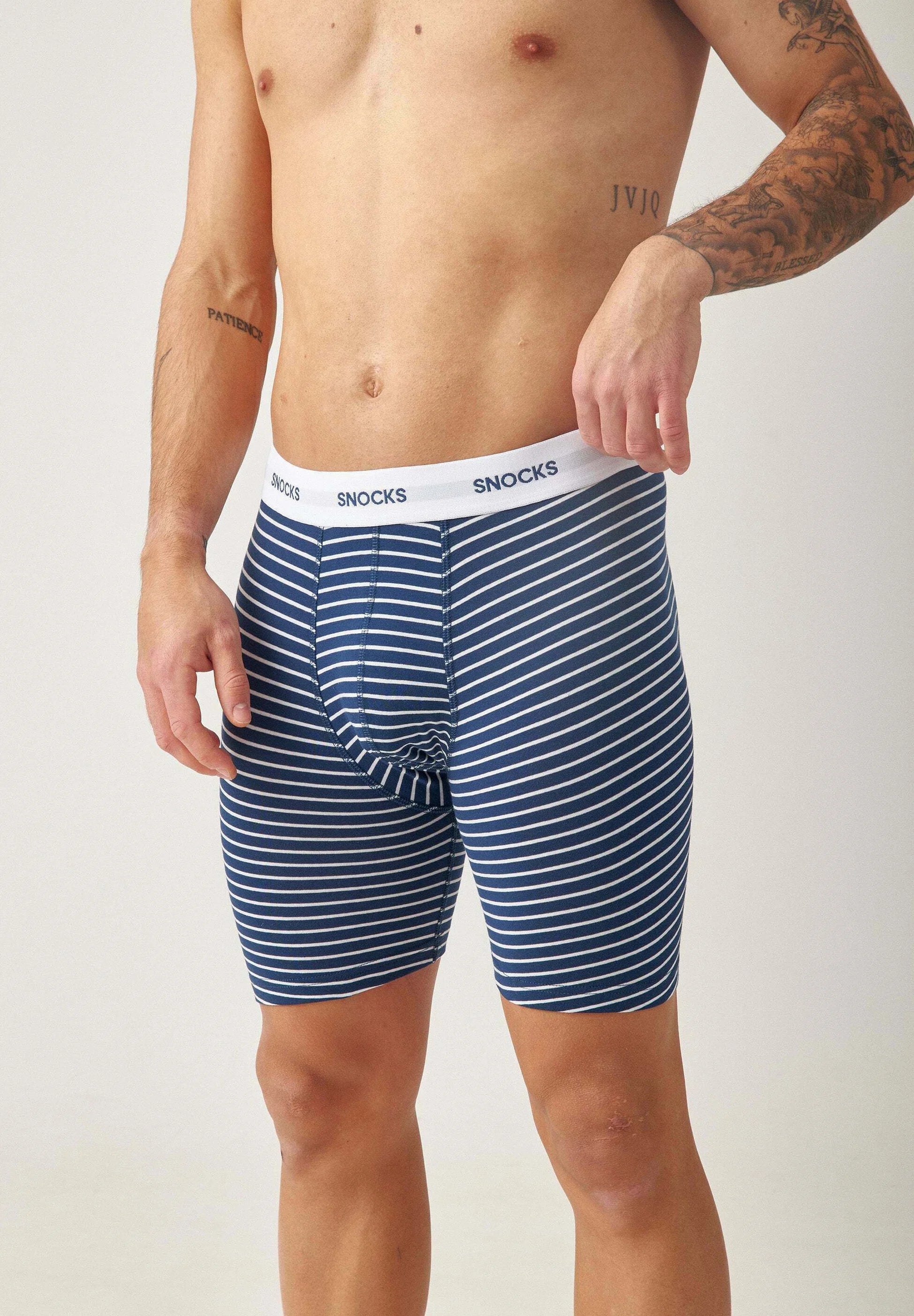 SNOCKS Boxer à jambe longue – Ensemble à rayures bleues