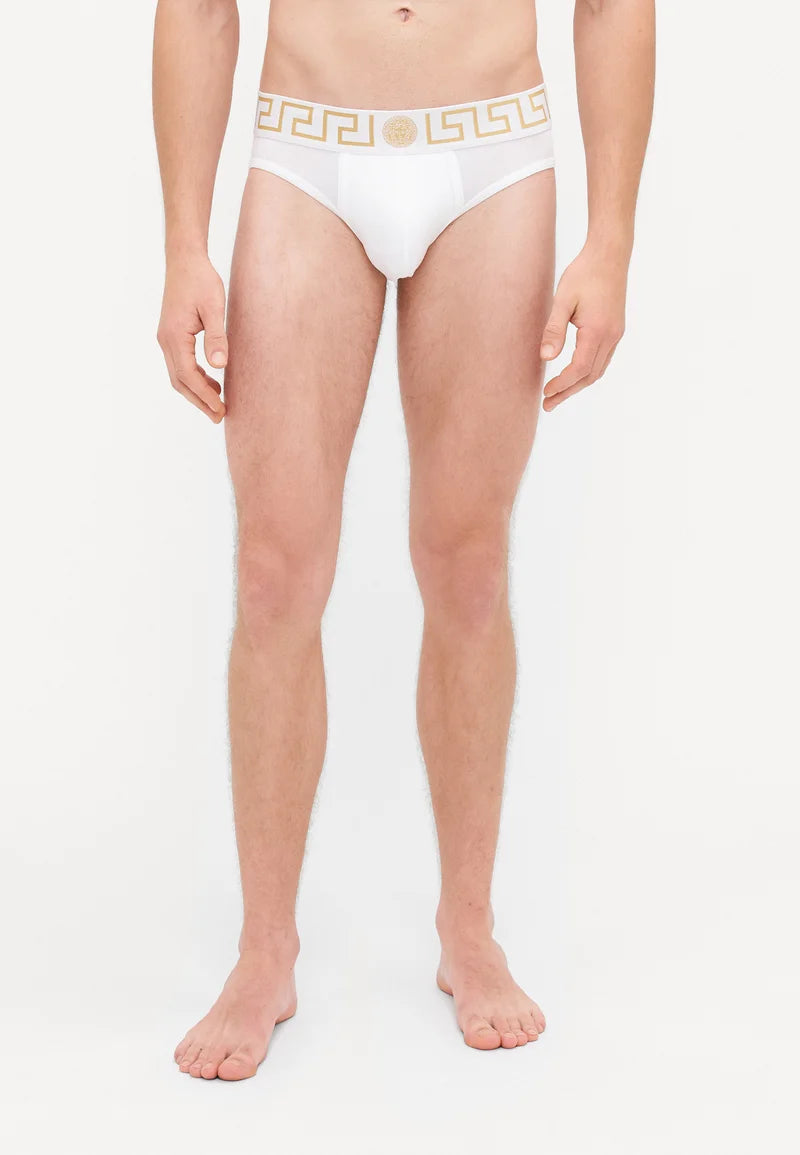Versace Baumwoll-Stretch-Slips – 3er-Pack – Weiß