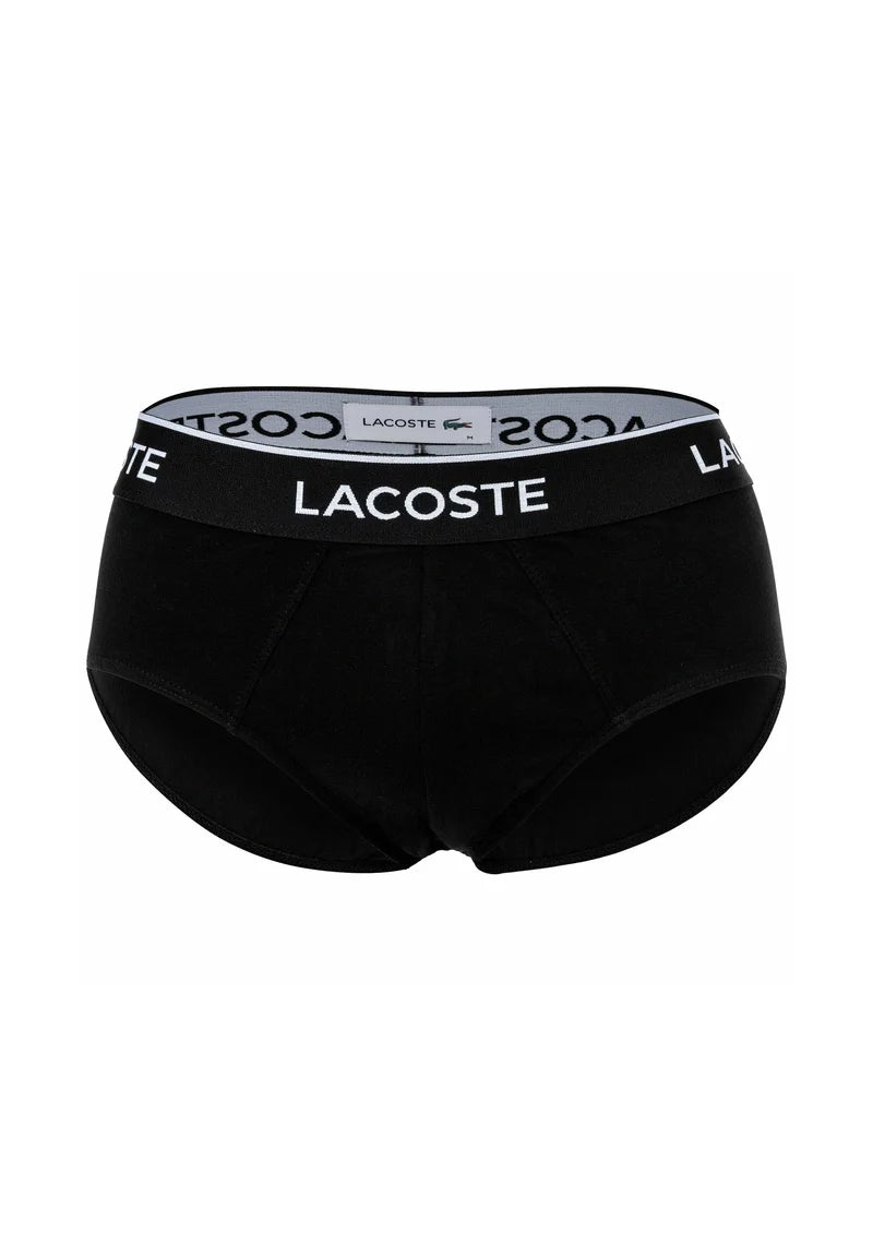 Lacoste Lot de 6 slips décontractés stretch avec ceinture à logo – Noir, Gris, Blanc