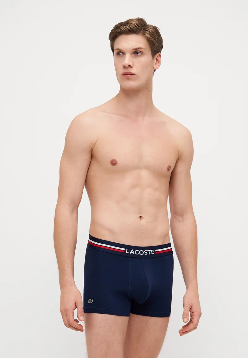Lacoste Classic Stretch Trunks 3 Pack – Navy Blue, White