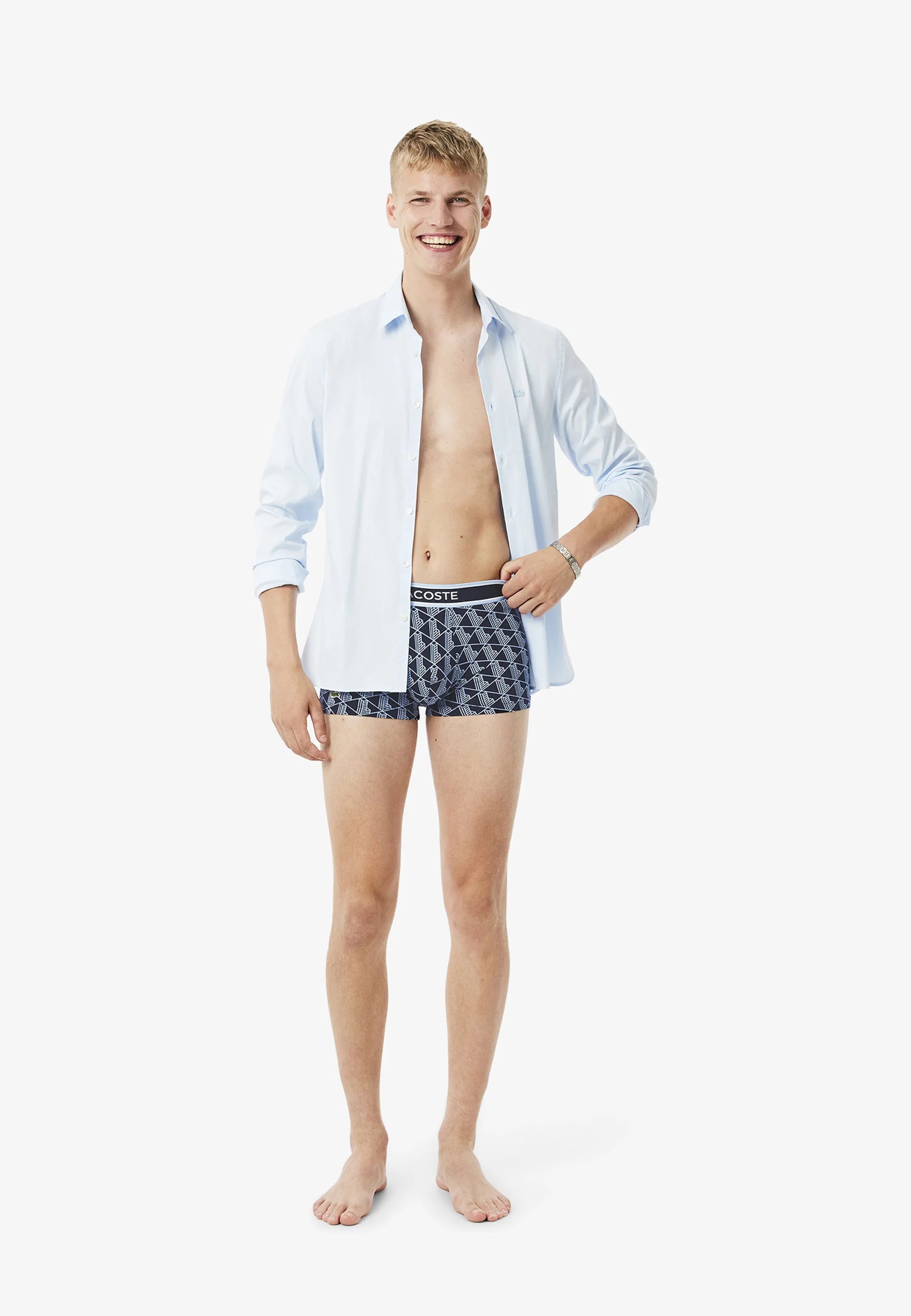 Lacoste Court Stretch-Unterhose – Marineblau, Hellblau