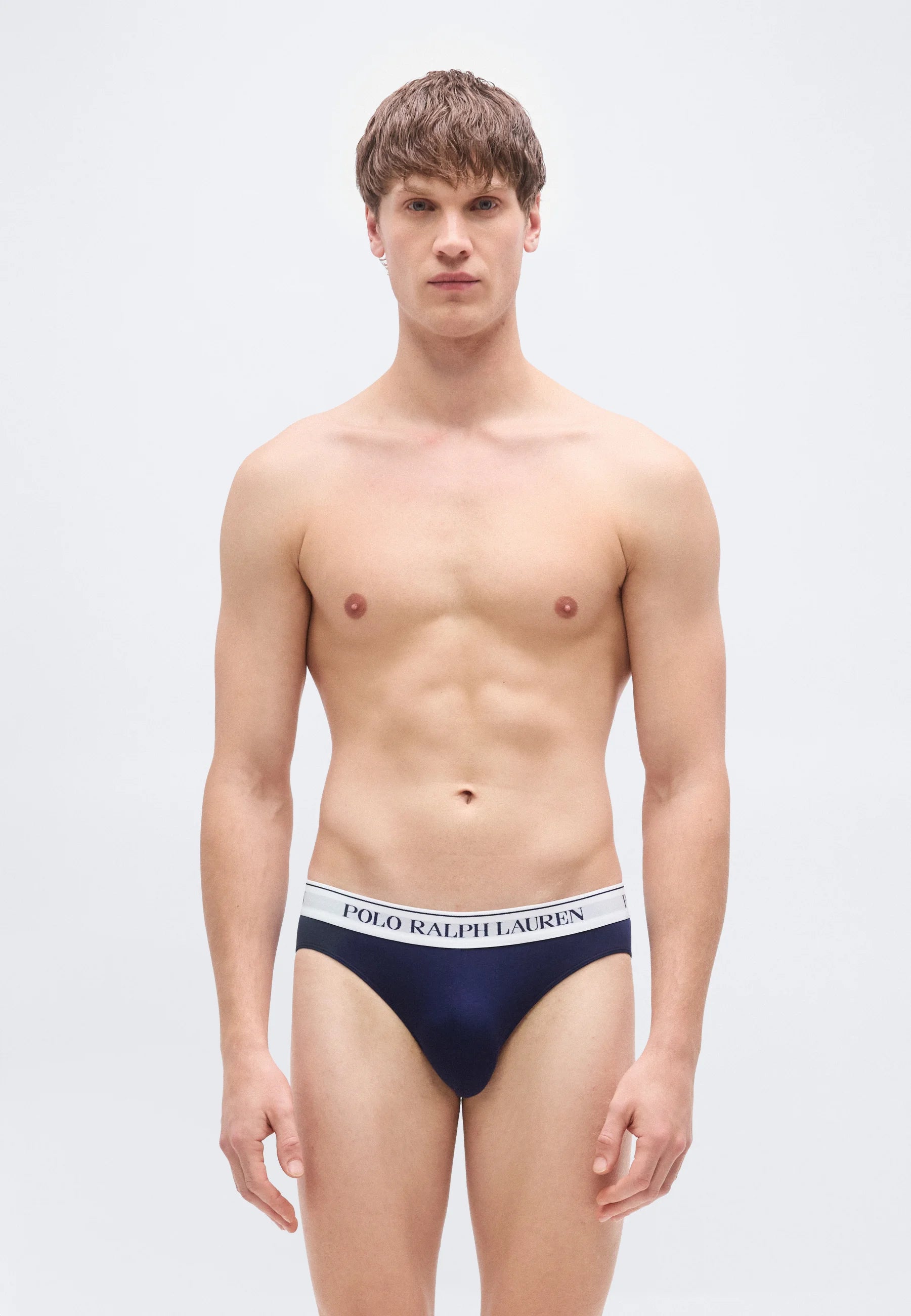 Slips Polo Ralph Lauren en coton stretch – Taille basse – Lot de 3 – Bleu, Bleu marine, Gris