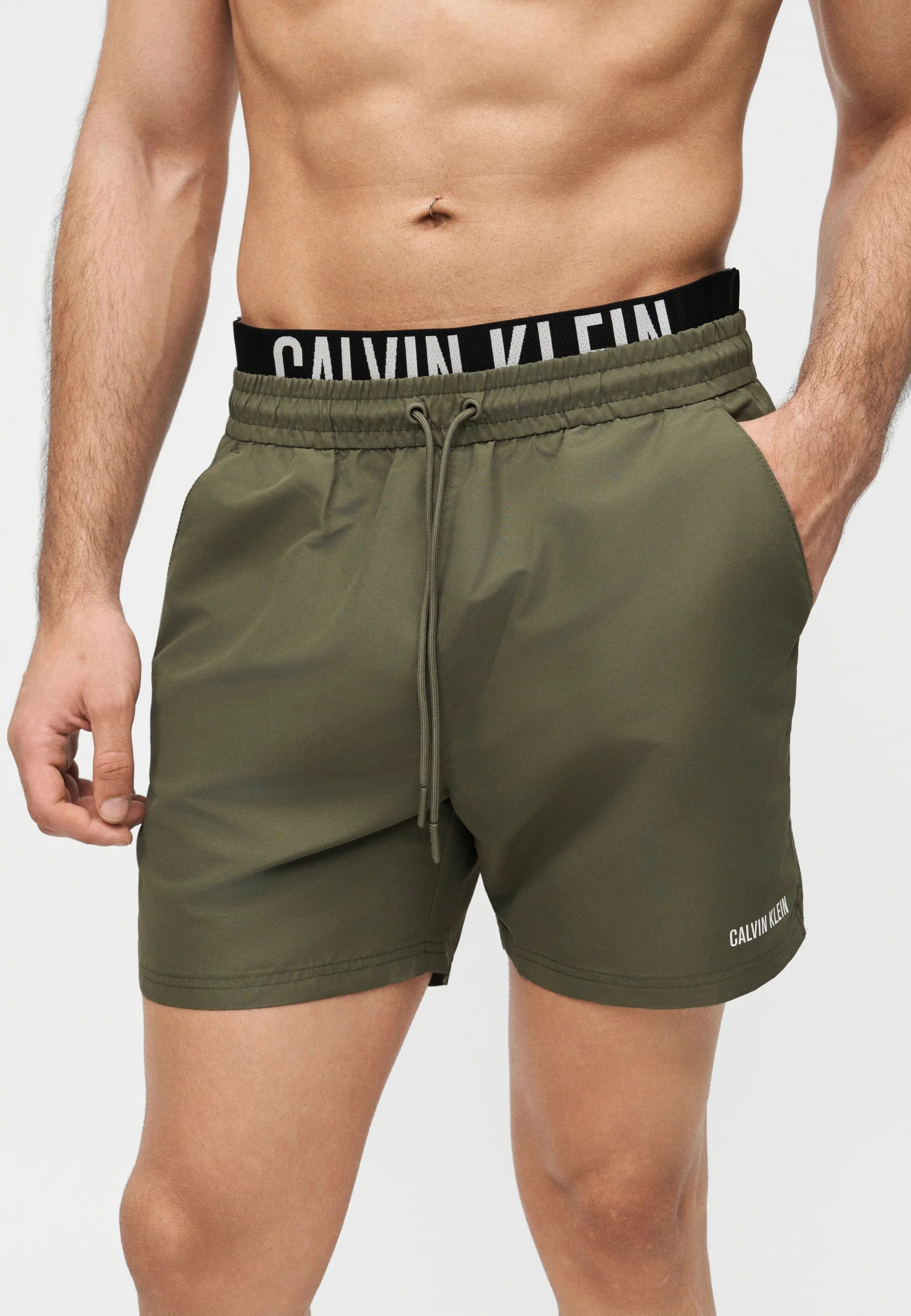 Calvin Klein Medium Drawstring Swim Shorts – Brush Green