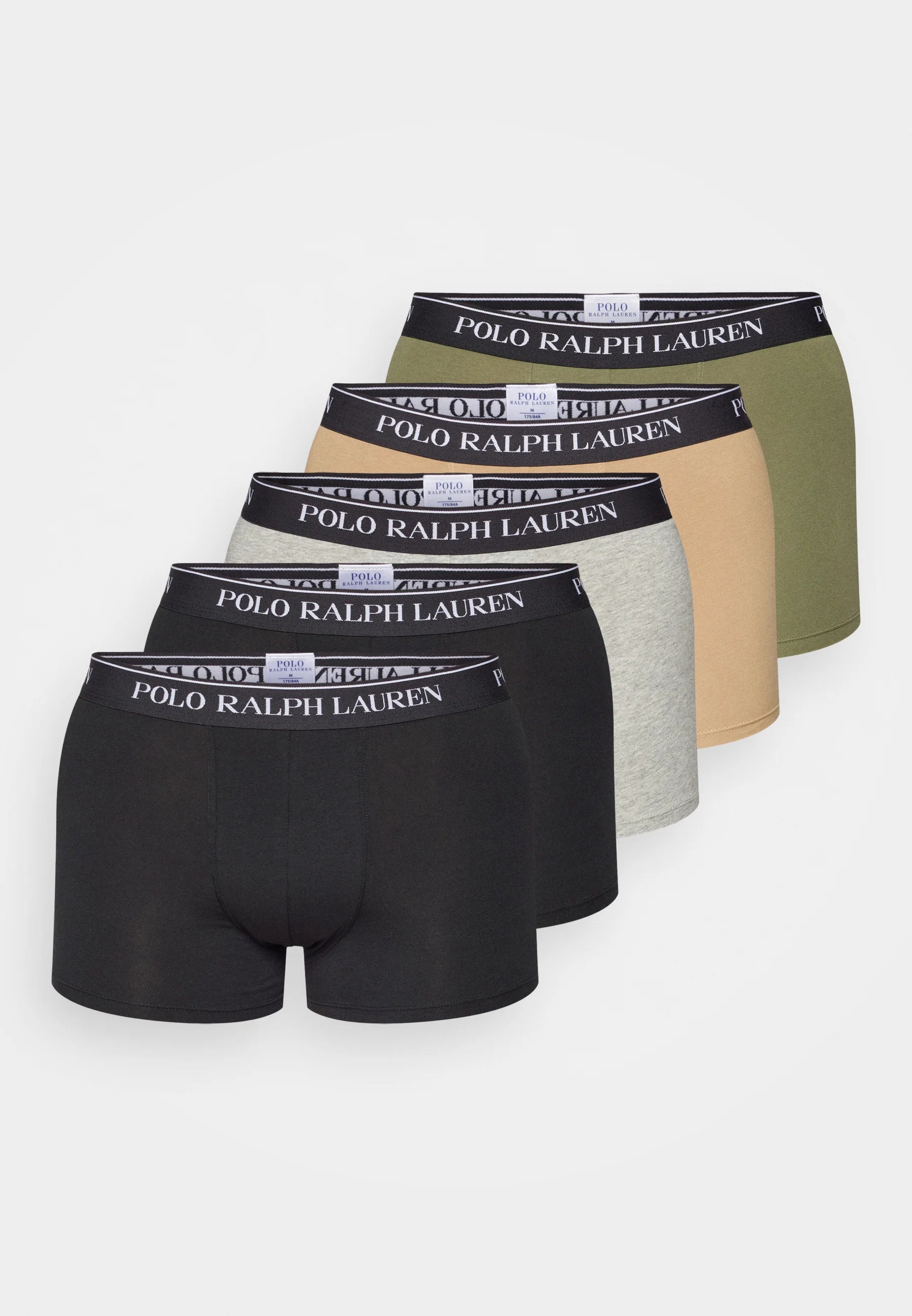 Polo Ralph Lauren Cotton Stretch Trunks – 5 Pack – Black, Trail, Khaki