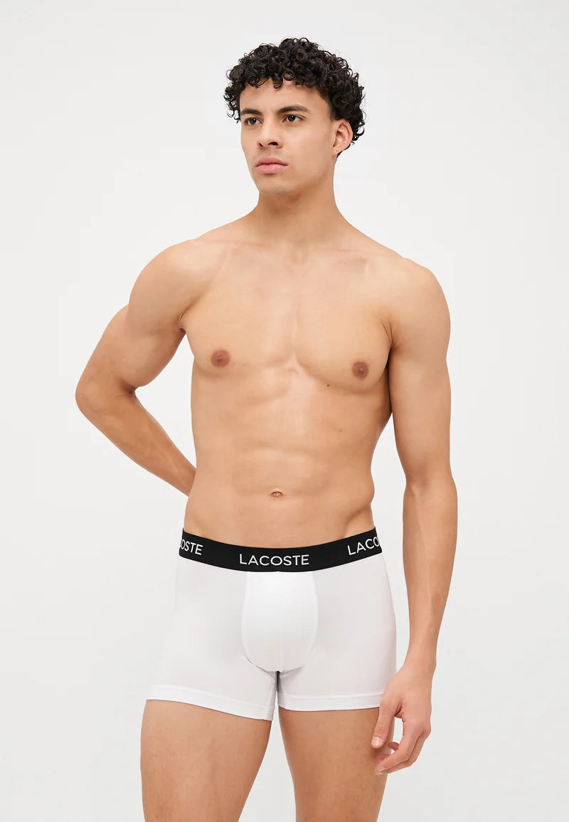 Lacoste Sport Performance Underwear Stretch Trunks 3 Pack – Black, Lead Grey, White