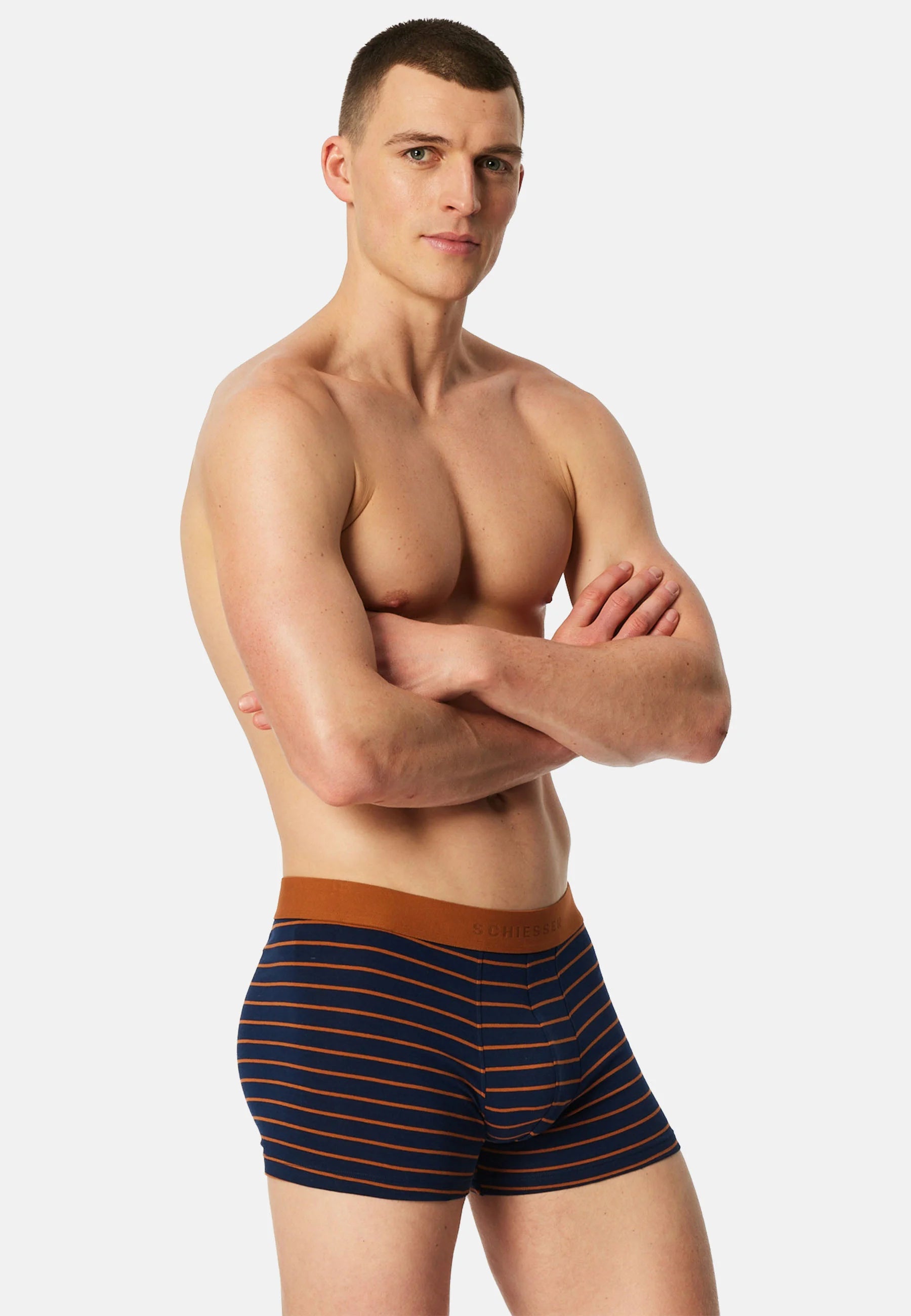 Schiesser 95 5 6er-Pack Unterhosen – Dunkelblau, Blau, Orange gestreift