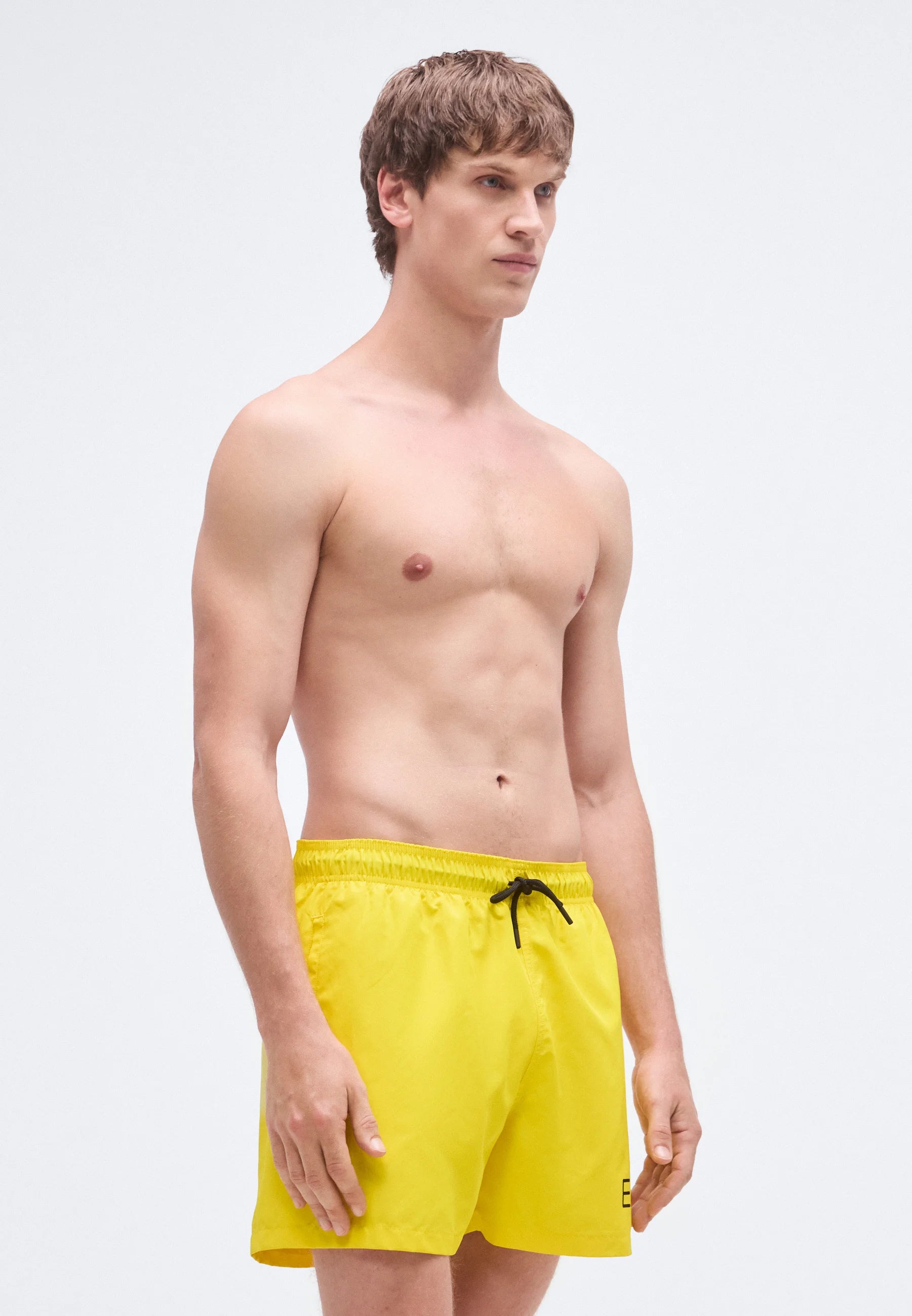 Pantaloncini da bagno boxer con logo esteso Emporio Armani EA7 Water Sport - Giallo cyber, nero
